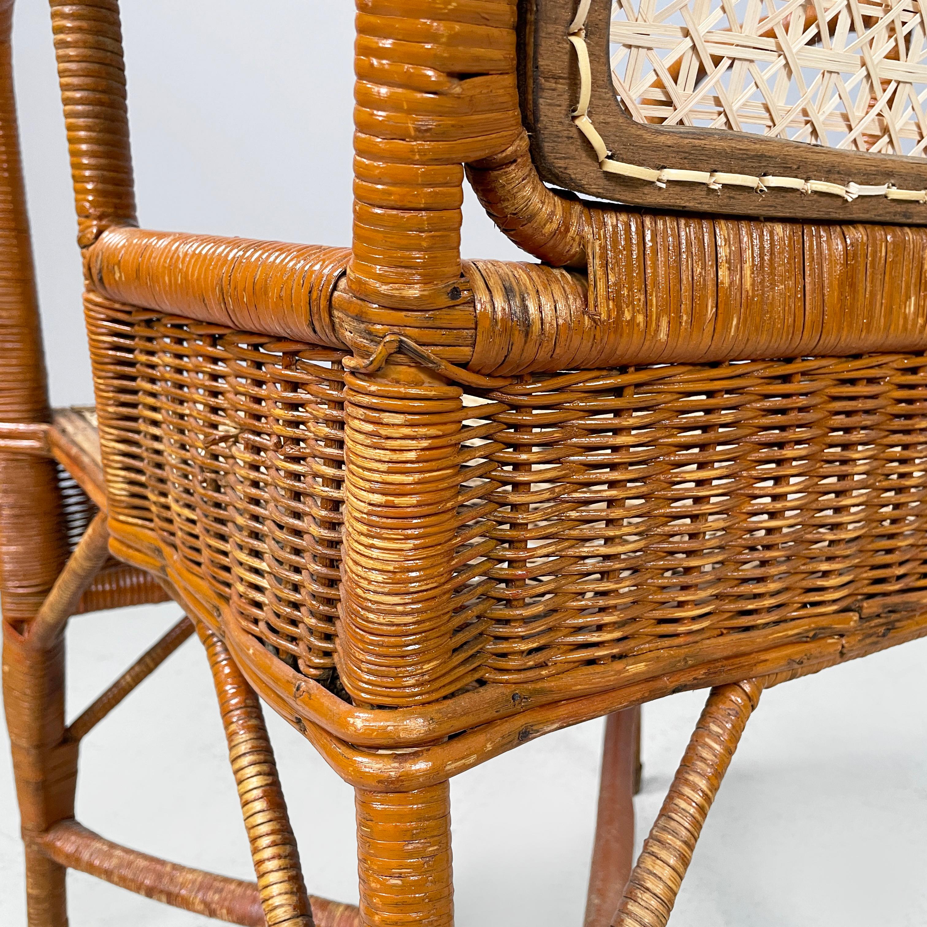 Sillones de jardín modernos italianos de mediados de siglo en ratán y paja, años 60 en venta 9