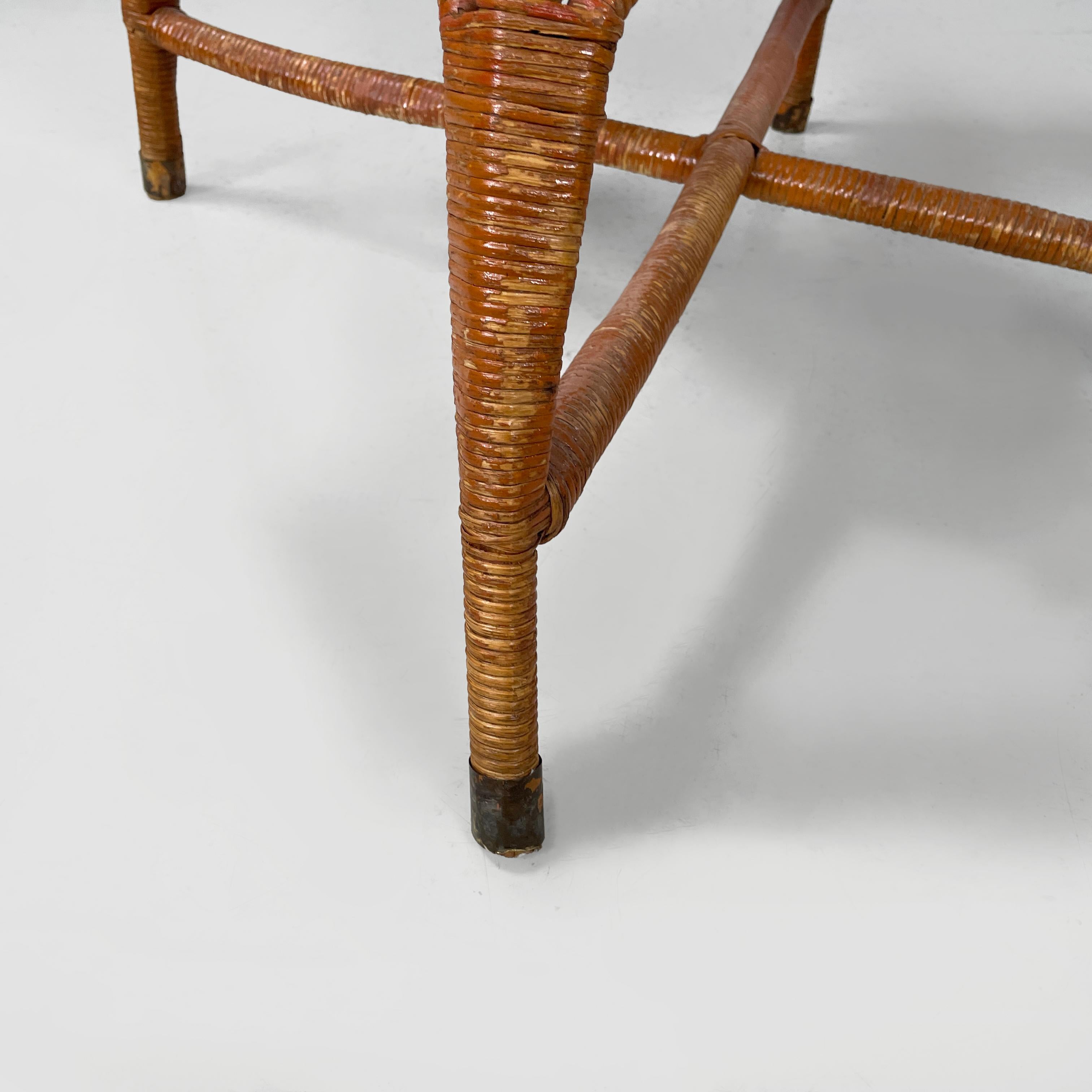 Sillones de jardín modernos italianos de mediados de siglo en ratán y paja, años 60 en venta 11
