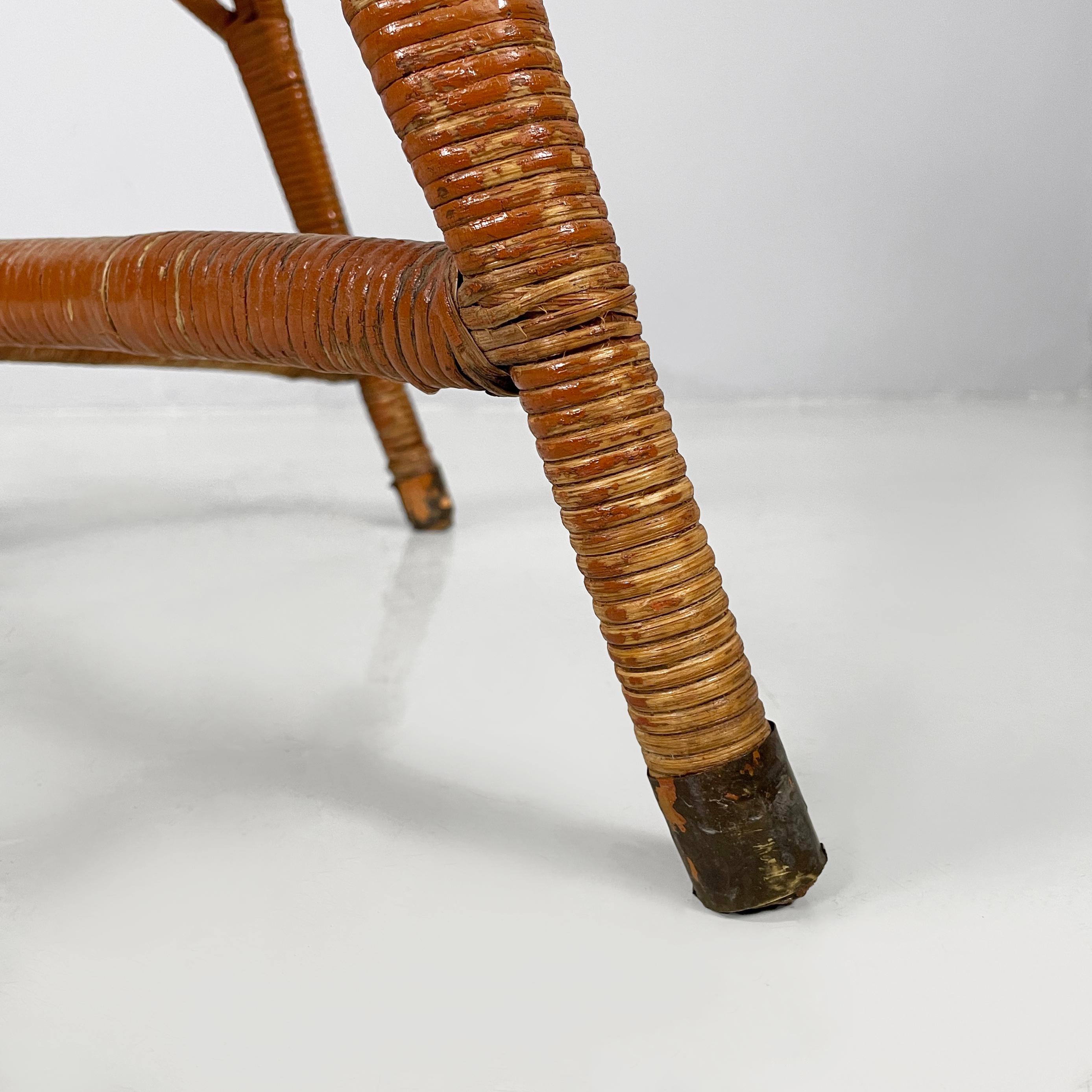 Sillones de jardín modernos italianos de mediados de siglo en ratán y paja, años 60 en venta 12