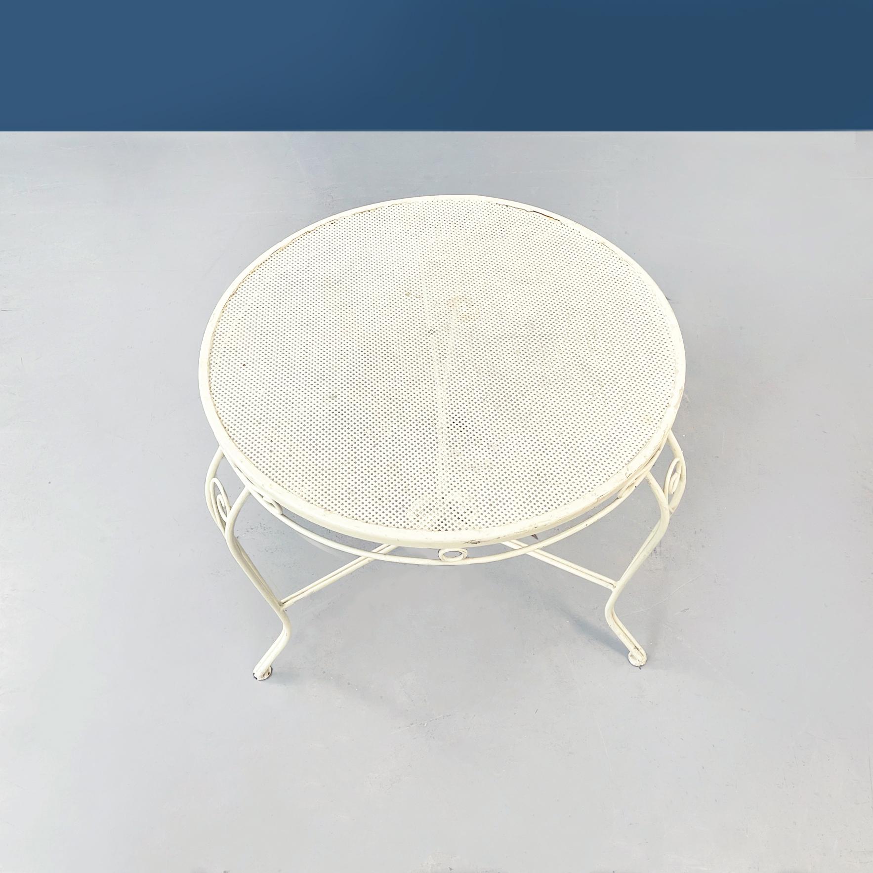 Italian Mid-Century Modern Garden Chairs and Table in White Wrought Iron, 1960s For Sale 11