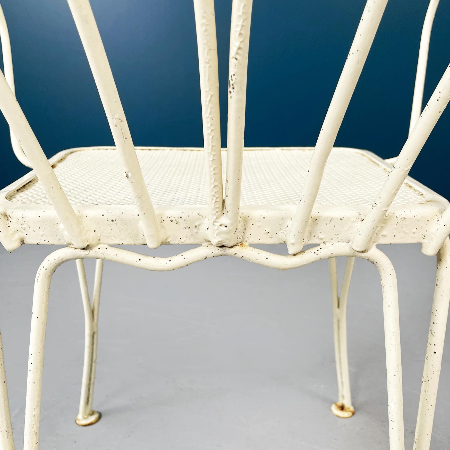 Italian Mid-Century Modern Garden Chairs in White Wrought Iron, 1960s For Sale 7