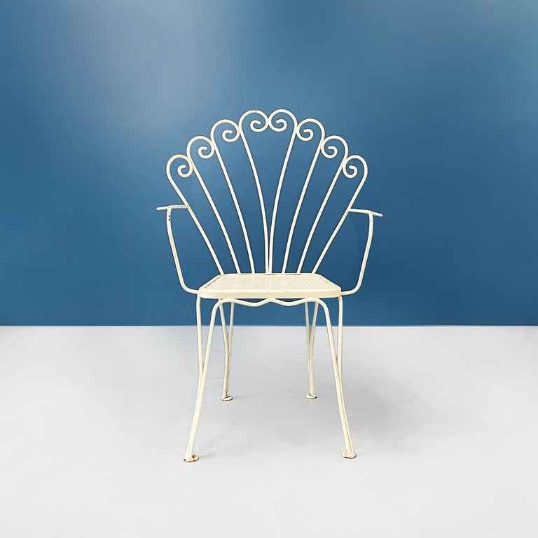 Italian MidCentury Modern Garden Chairs in White Wrought Iron, 1960s