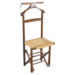 Italian Mid Century Modern Gentleman's Clothing Valet Butler Chair Rush Seat MCM