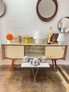 Italian Mid-century Modern Geometric Brown and Yellow Sideboard or Bar, 1960