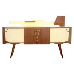 Italian Mid-century Modern Geometric Brown and Yellow Sideboard or Bar, 1960
