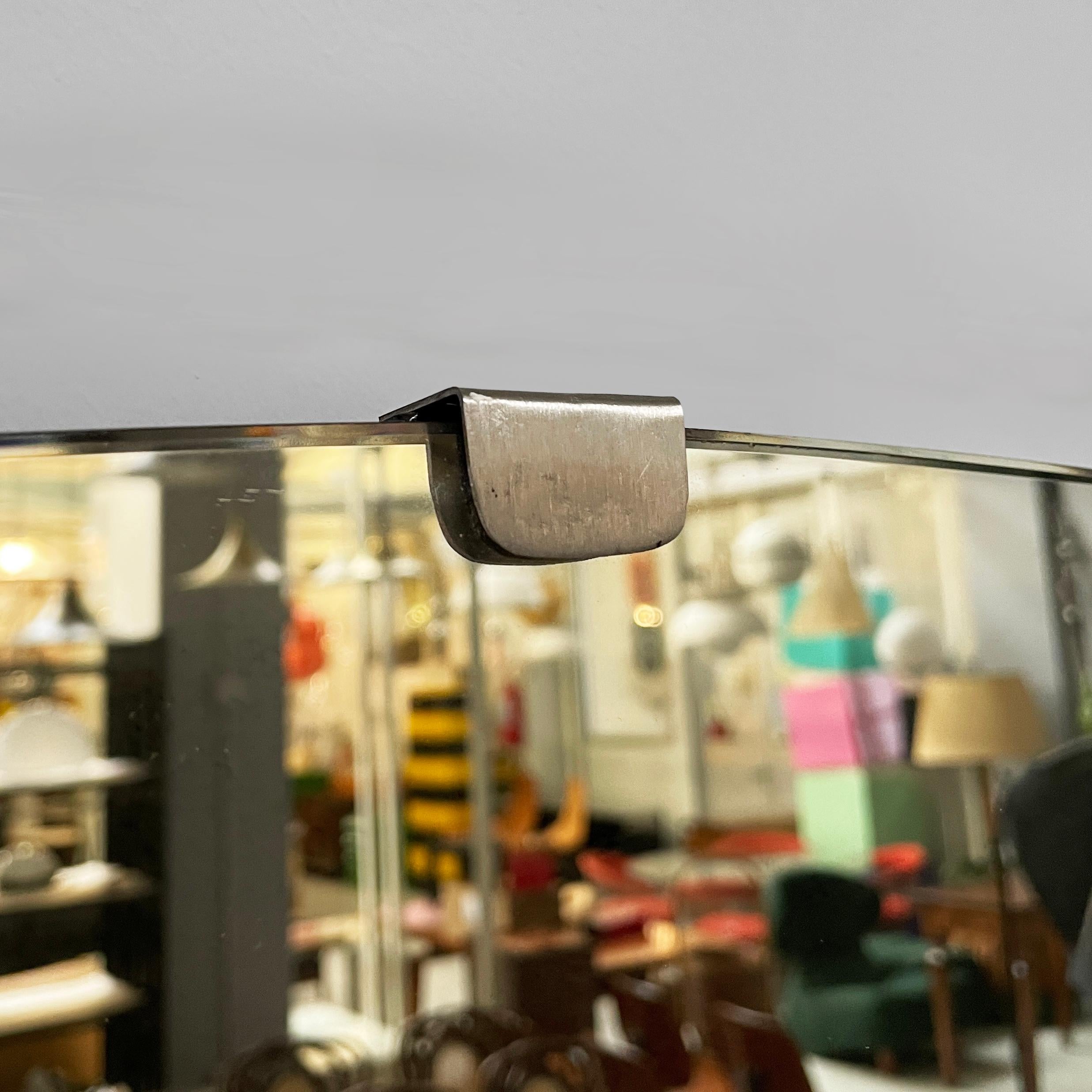 Italian mid-century modern Geometric wall mirror in brass and wood, 1950s In Good Condition For Sale In MIlano, IT