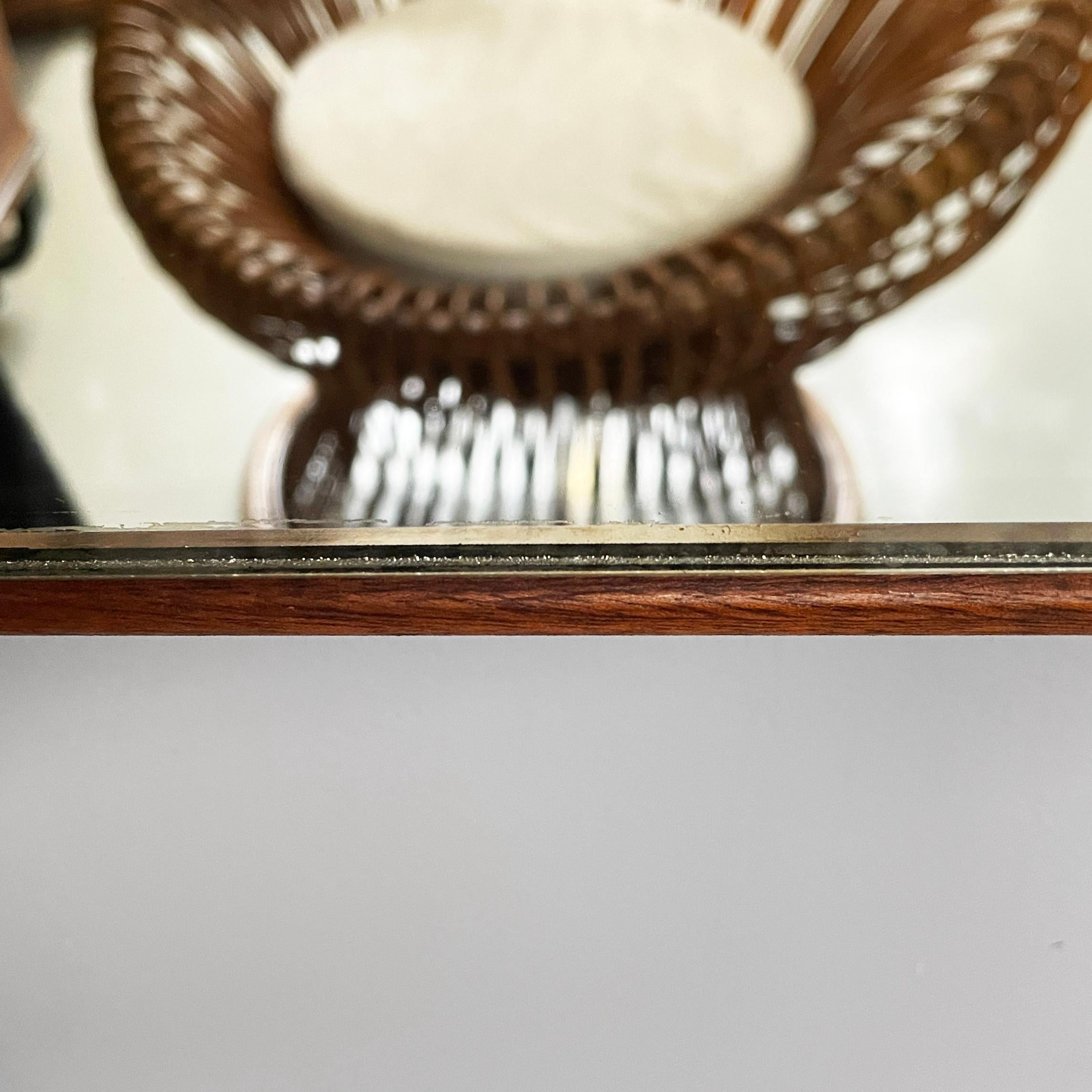 Italian mid-century modern Geometric wall mirror in brass and wood, 1950s For Sale 3