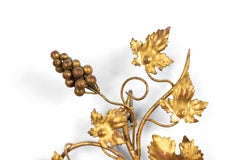 Italian Mid-Century Modern Gilt Leaf Wall Sconces