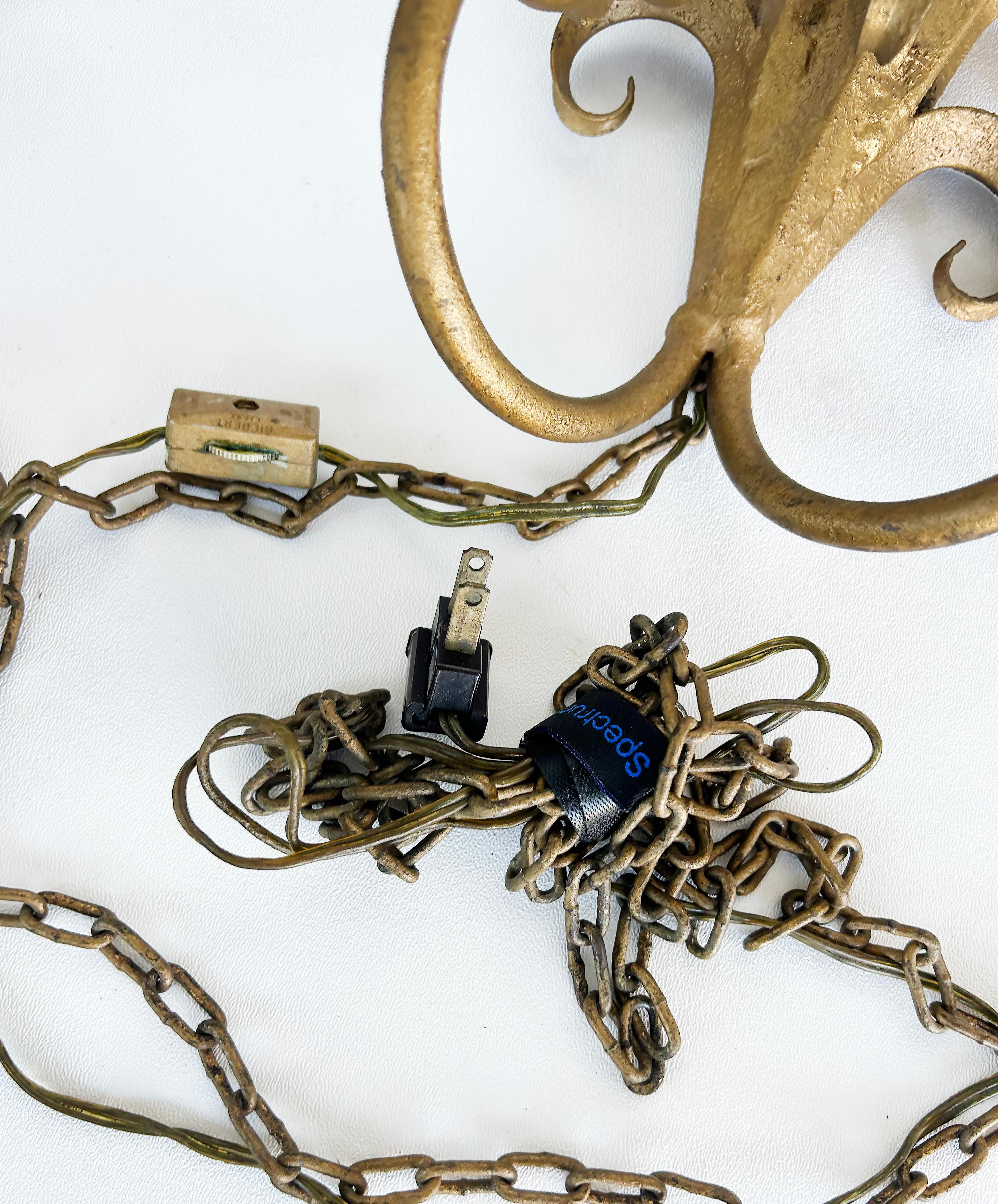 Italian Mid-century Modern Gilt Wrought Iron Sconces from a New York City Estate For Sale 8