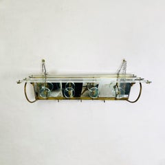 Italian Mid-Century Modern Glass and Brass Wall Hanger, 1950s