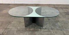 Tavolino italiano in vetro e metallo in stile Mid-Century Modern di G. Raimondi, anni '70