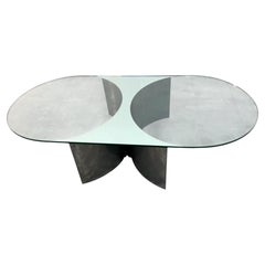 Tavolino italiano in vetro e metallo in stile Mid-Century Modern di G. Raimondi, anni '70