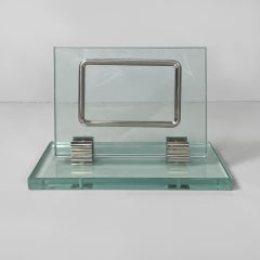 Cadre photo italien en verre et métal du milieu du siècle dernier par Fontana Arte, années 1940