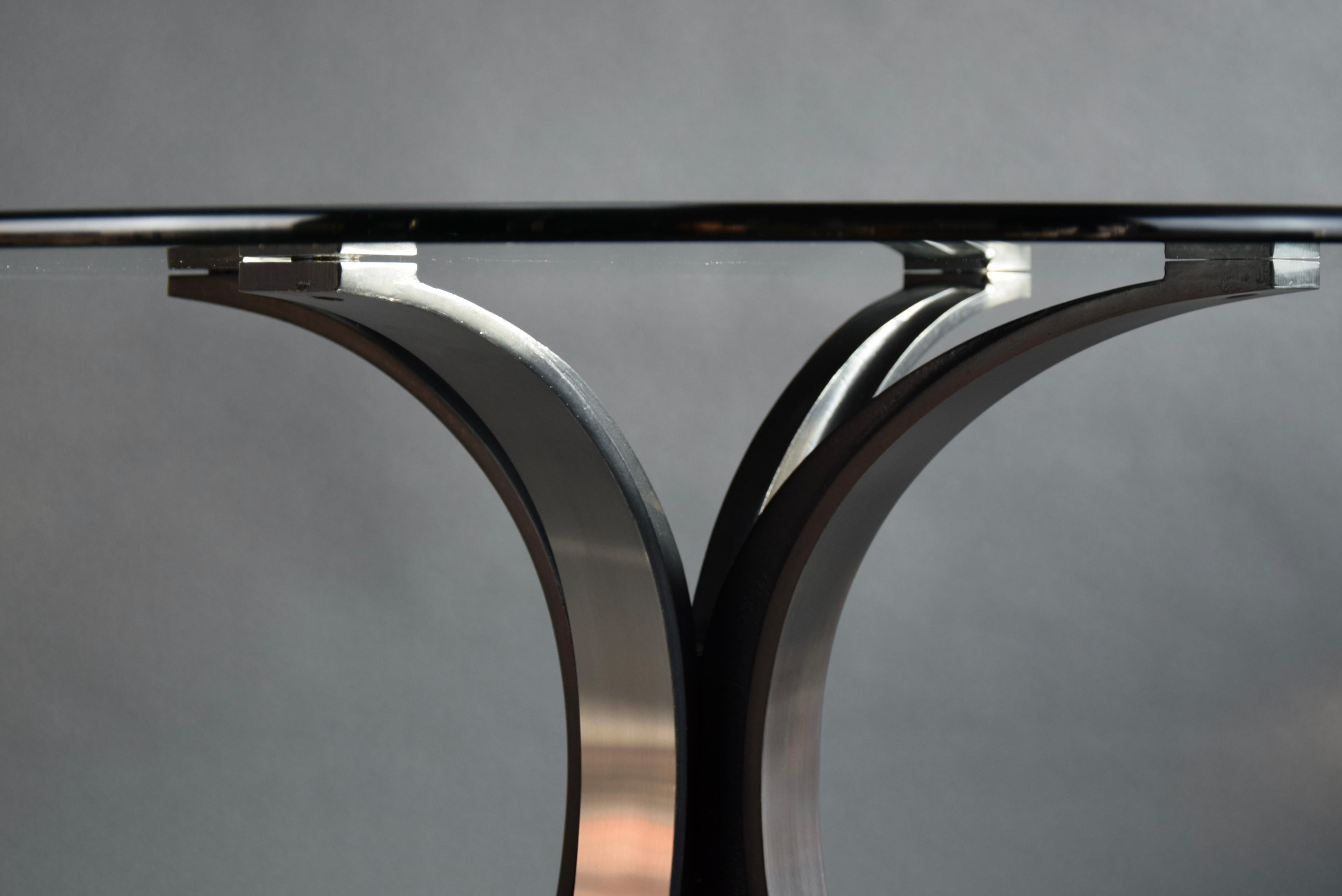 Table de salle à manger italienne T69 en verre et métal, moderne du milieu du siècle dernier, d'Osvaldo Borsani en vente 5