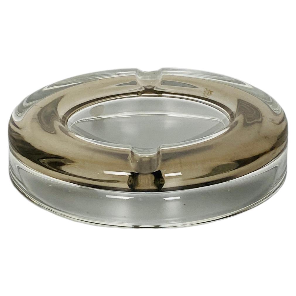 Cenicero italiano de cristal moderno de mediados de siglo con decoración interior, años 70