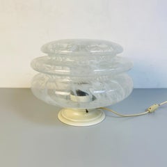 Italian Mid-Century Modern Glass Table Lamp with Abstract Decoration, 1970s