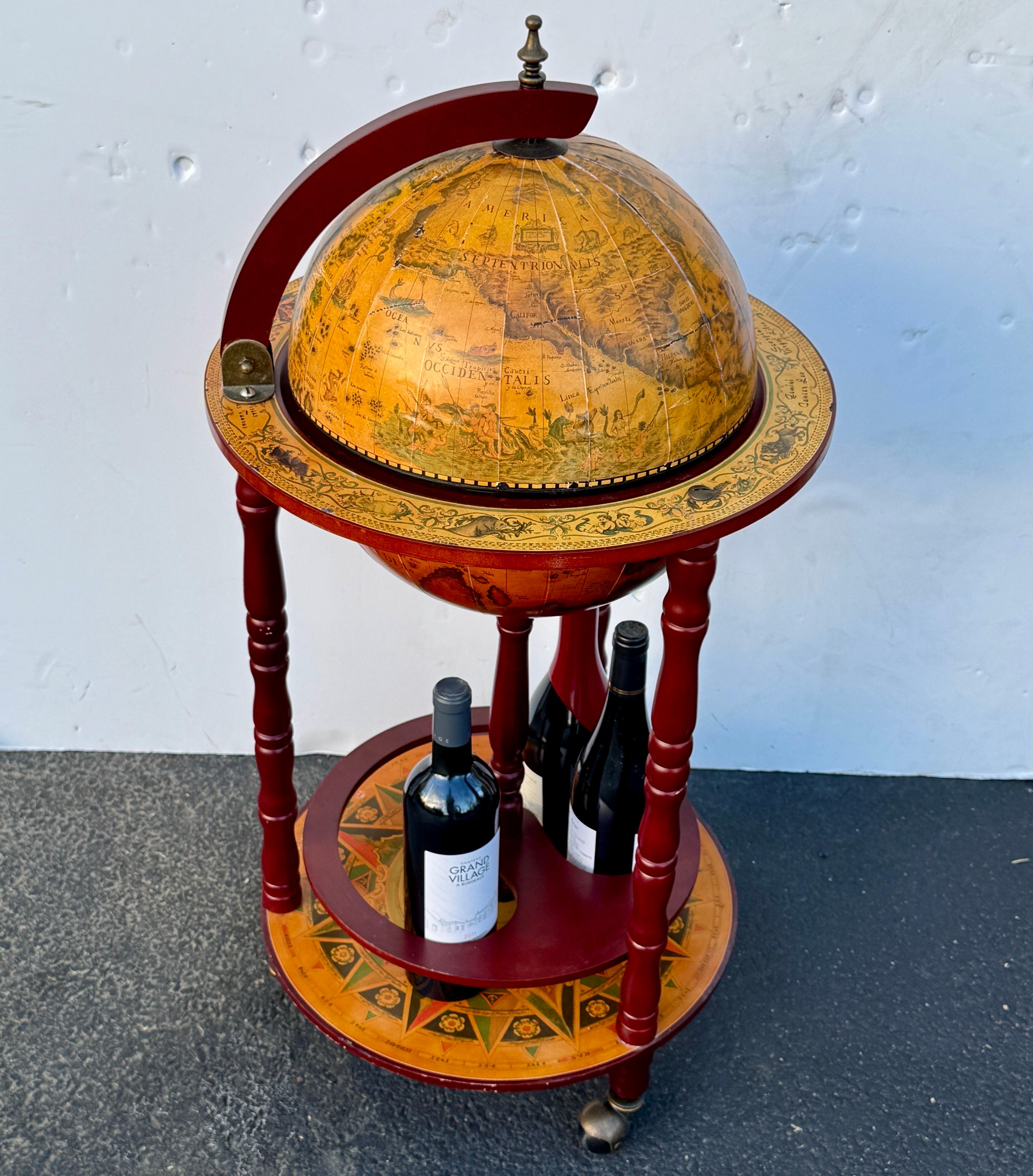 Italian Mid-Century Modern Globe Zodiac Bar Cart 3