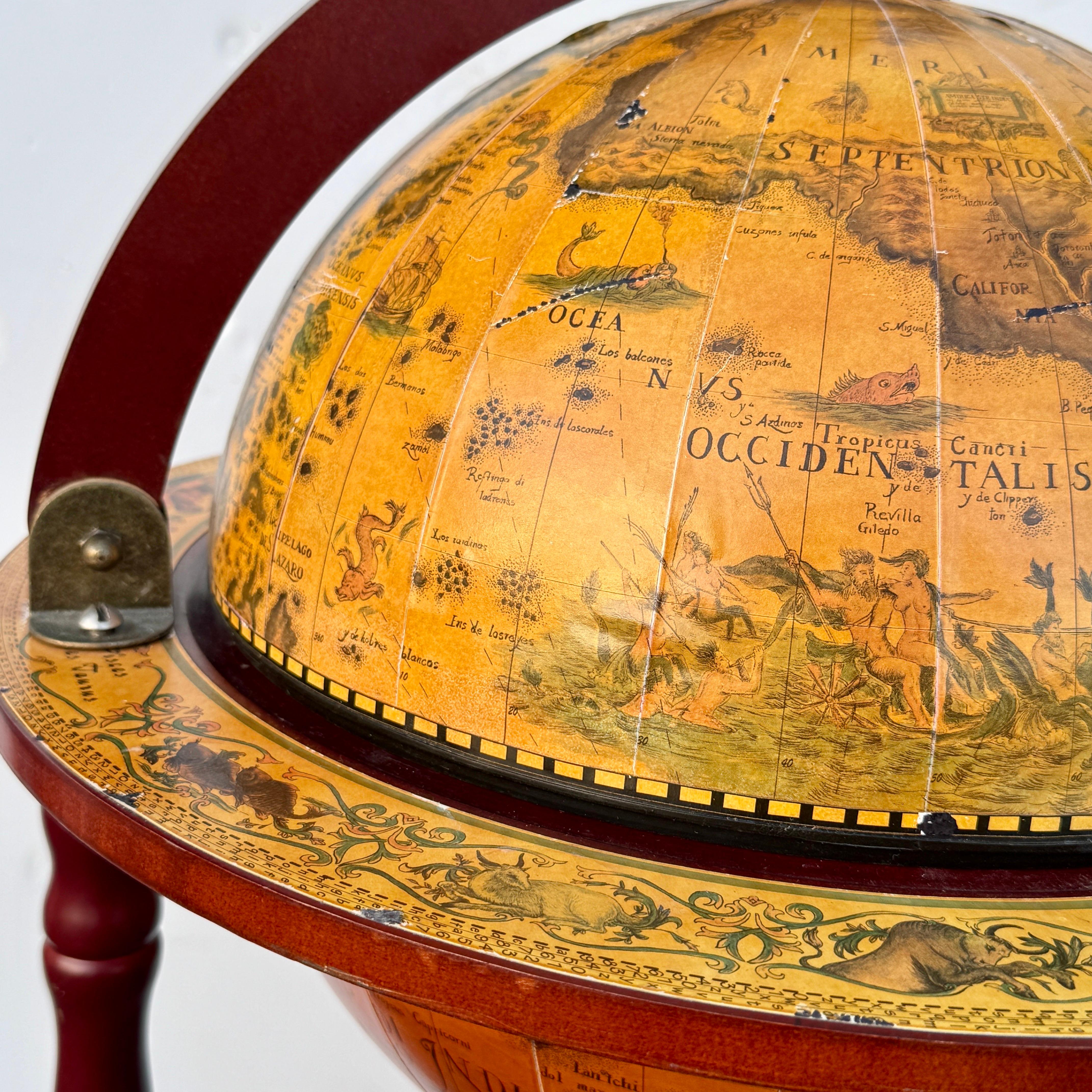 Italian Mid-Century Modern Globe Zodiac Bar Cart 4