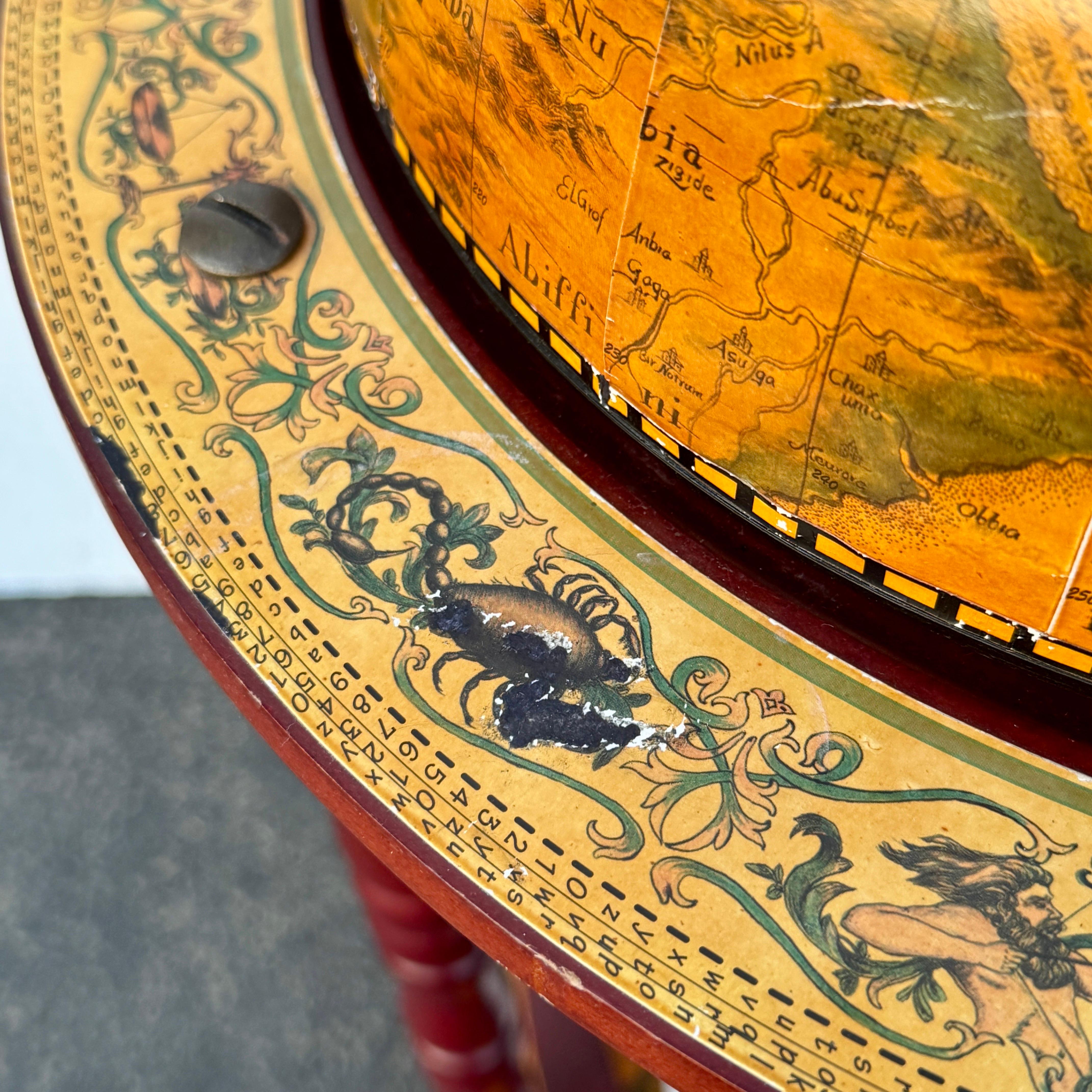 Italian Mid-Century Modern Globe Zodiac Bar Cart 7