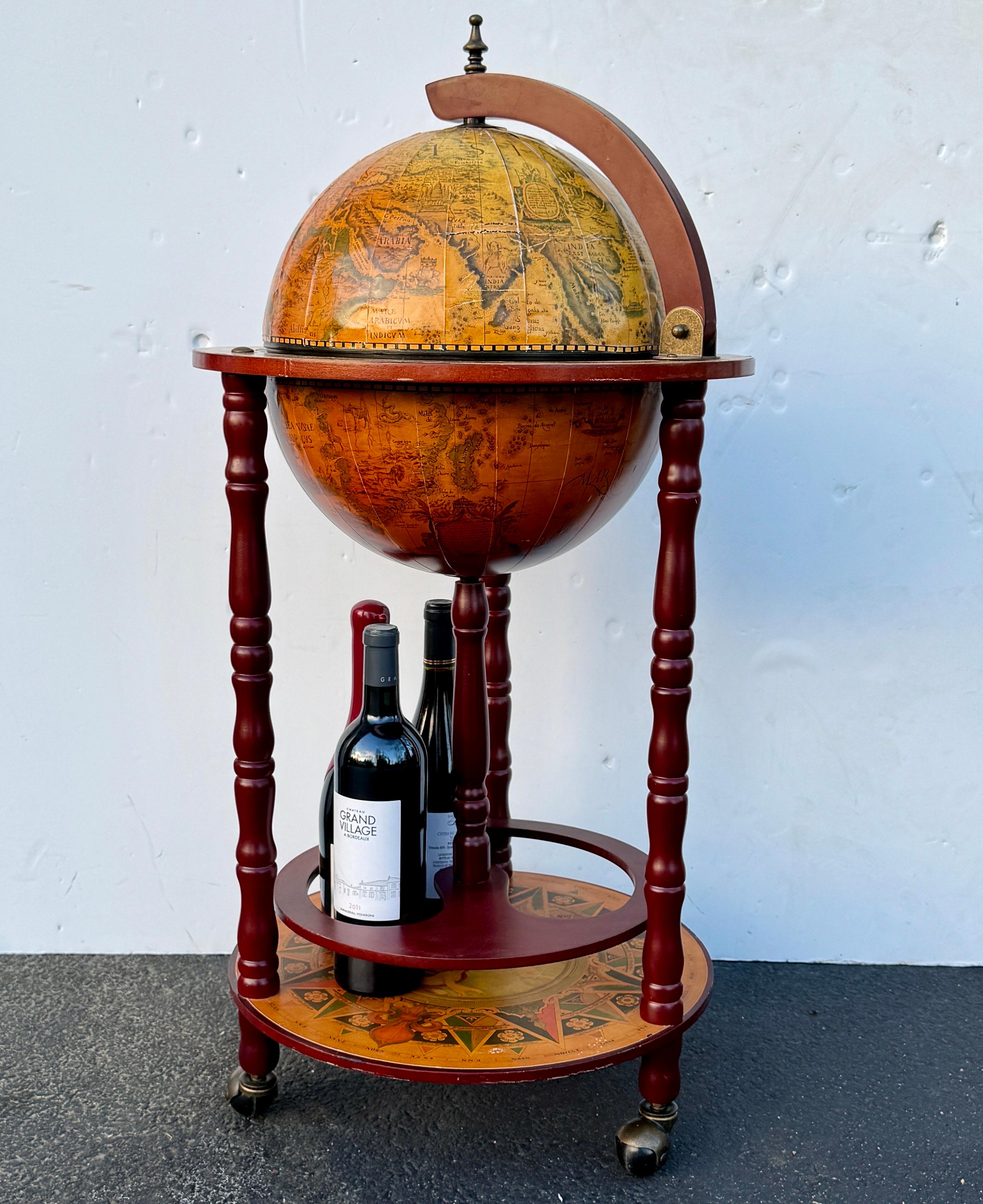 Italian Mid-Century Modern Globe Zodiac Bar Cart 9