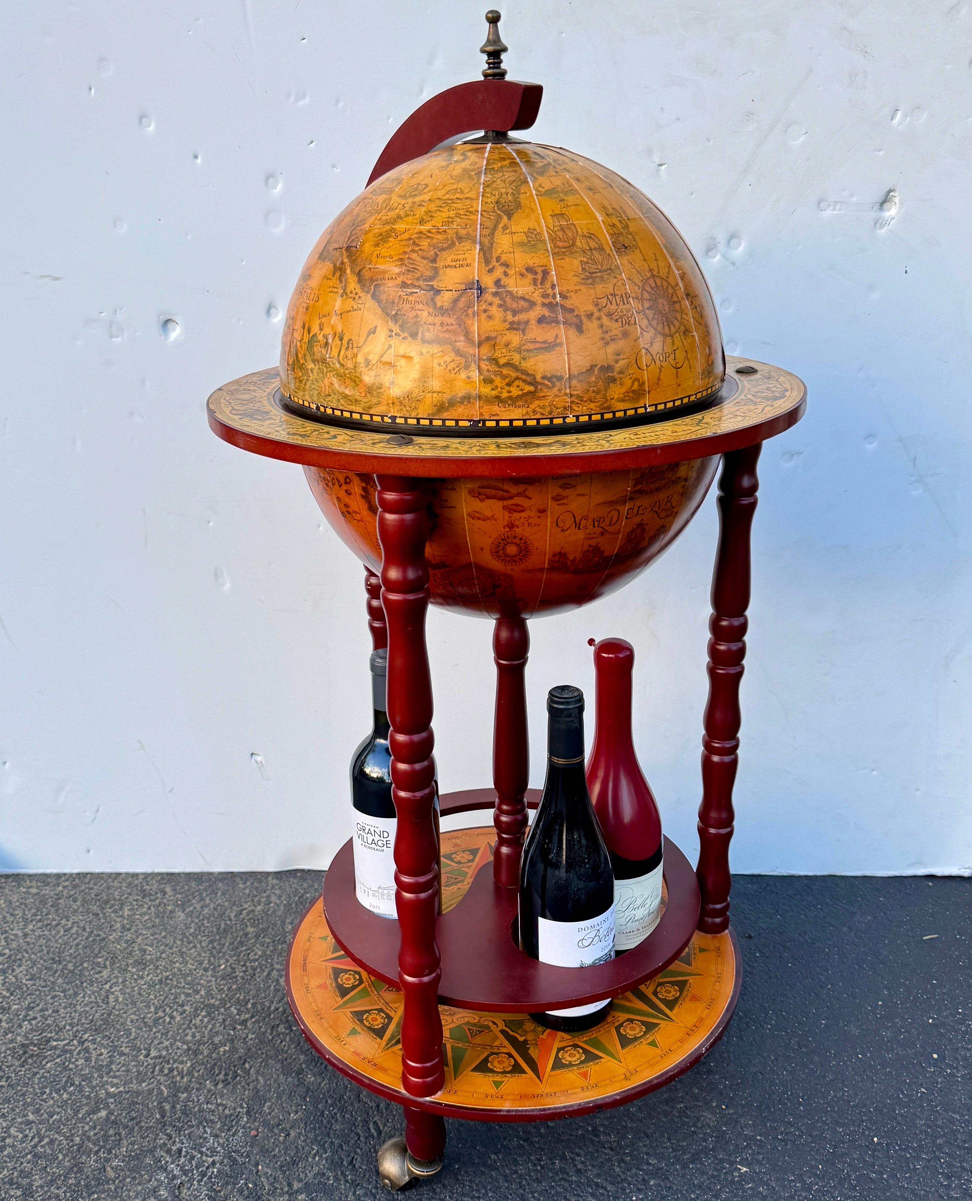 20th Century Italian Mid-Century Modern Globe Zodiac Bar Cart
