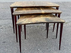 Italian mid century modern goatskin nesting tables by Aldo Tura 1960´s