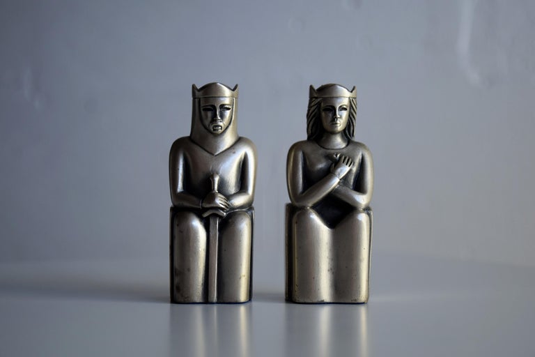 Italian Mid-Century Modern Gold and Silver Chess Set For Sale 15
