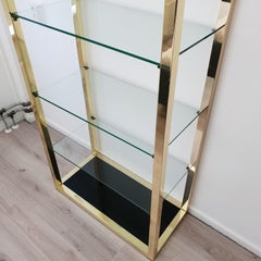 Italian Mid-Century Modern Gold Plated Shelving Unit Étagère, 1970s