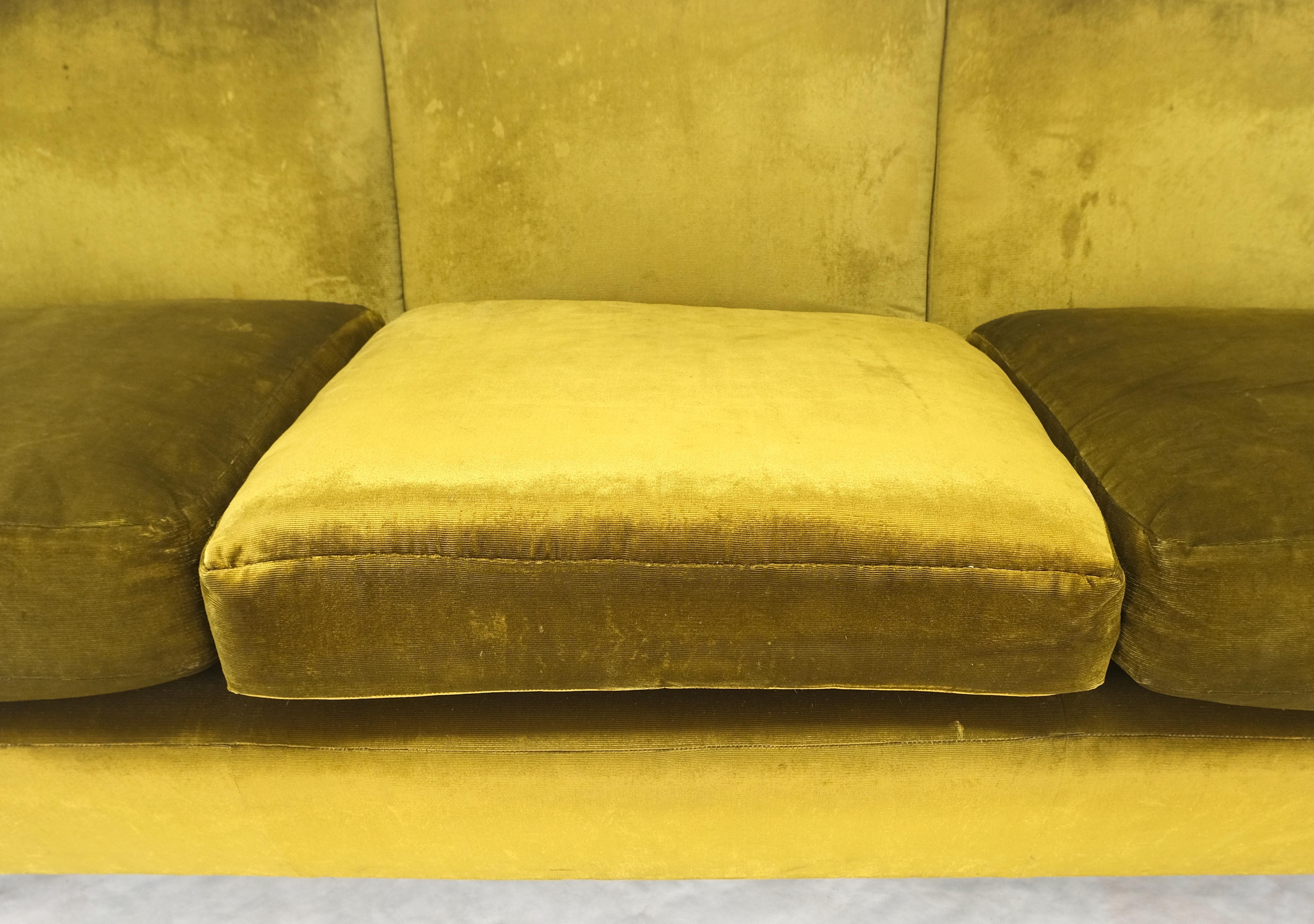 Italian MId Century Modern Gold Velvet Upholstery Cloud Shape Sofa Cast Brass  For Sale 5