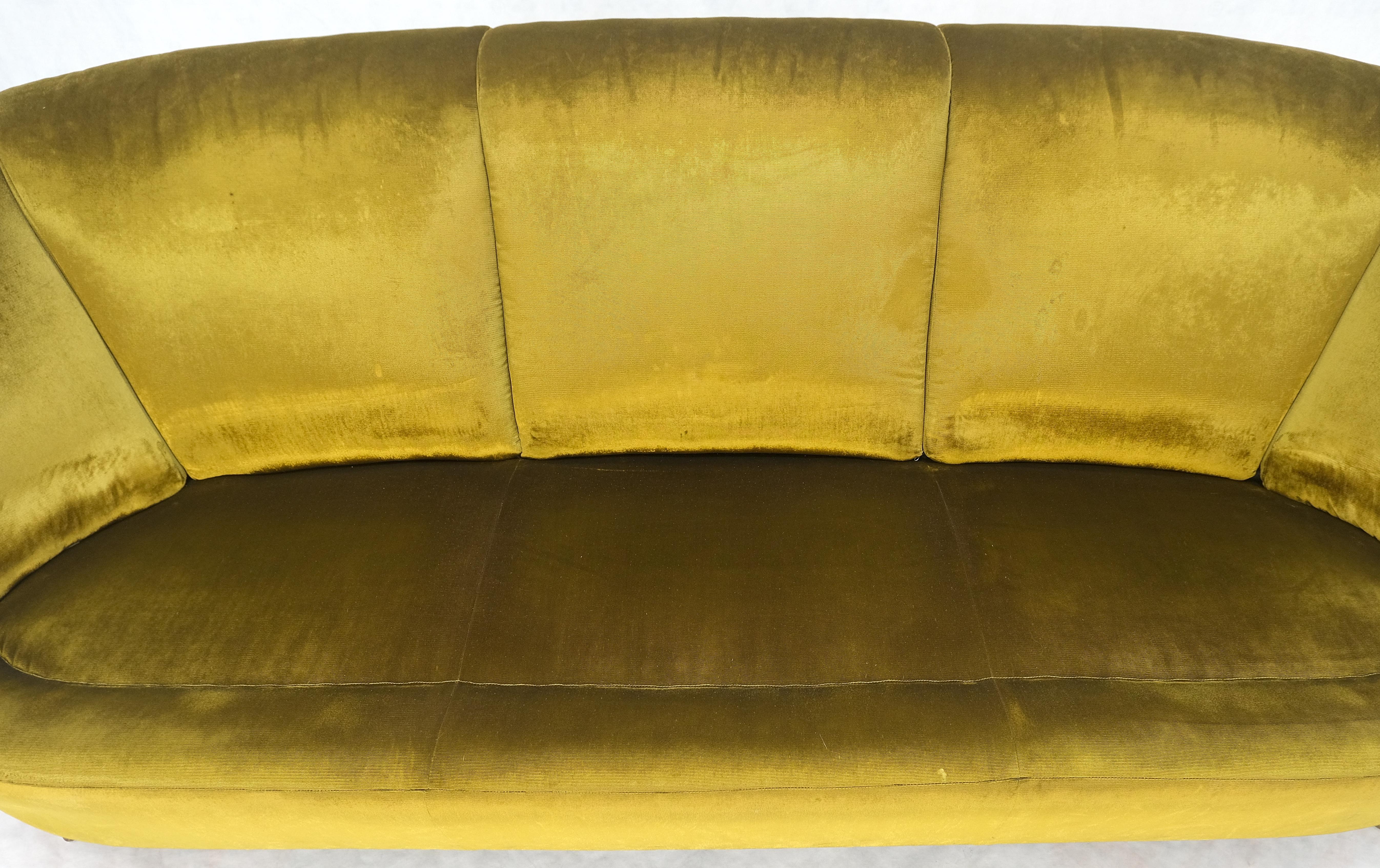 Italian MId Century Modern Gold Velvet Upholstery Cloud Shape Sofa Cast Brass  For Sale 7