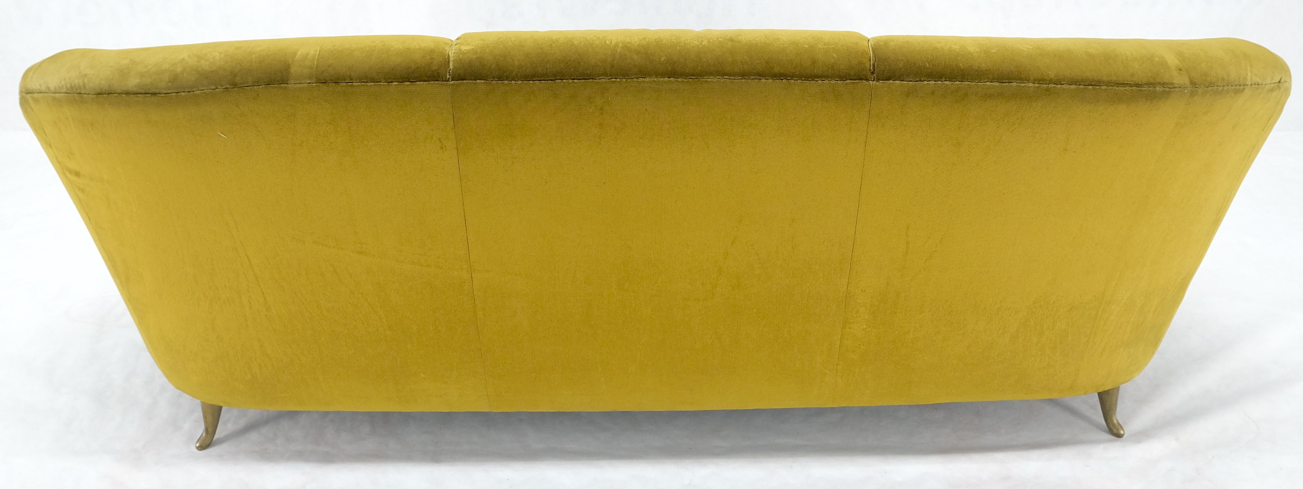 Italian MId Century Modern Gold Velvet Upholstery Cloud Shape Sofa Cast Brass  For Sale 9