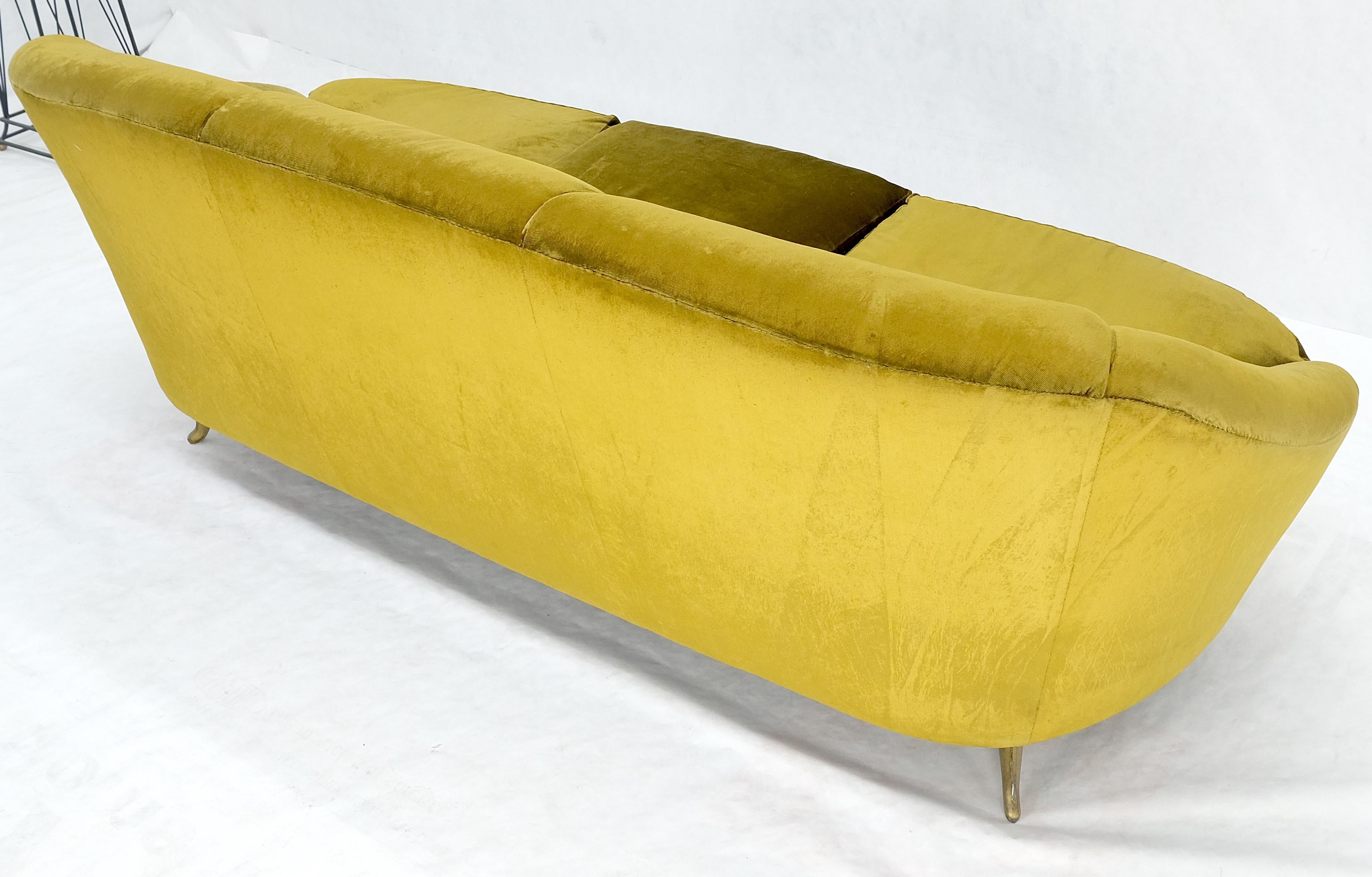 Italian MId Century Modern Gold Velvet Upholstery Cloud Shape Sofa Cast Brass  For Sale 11