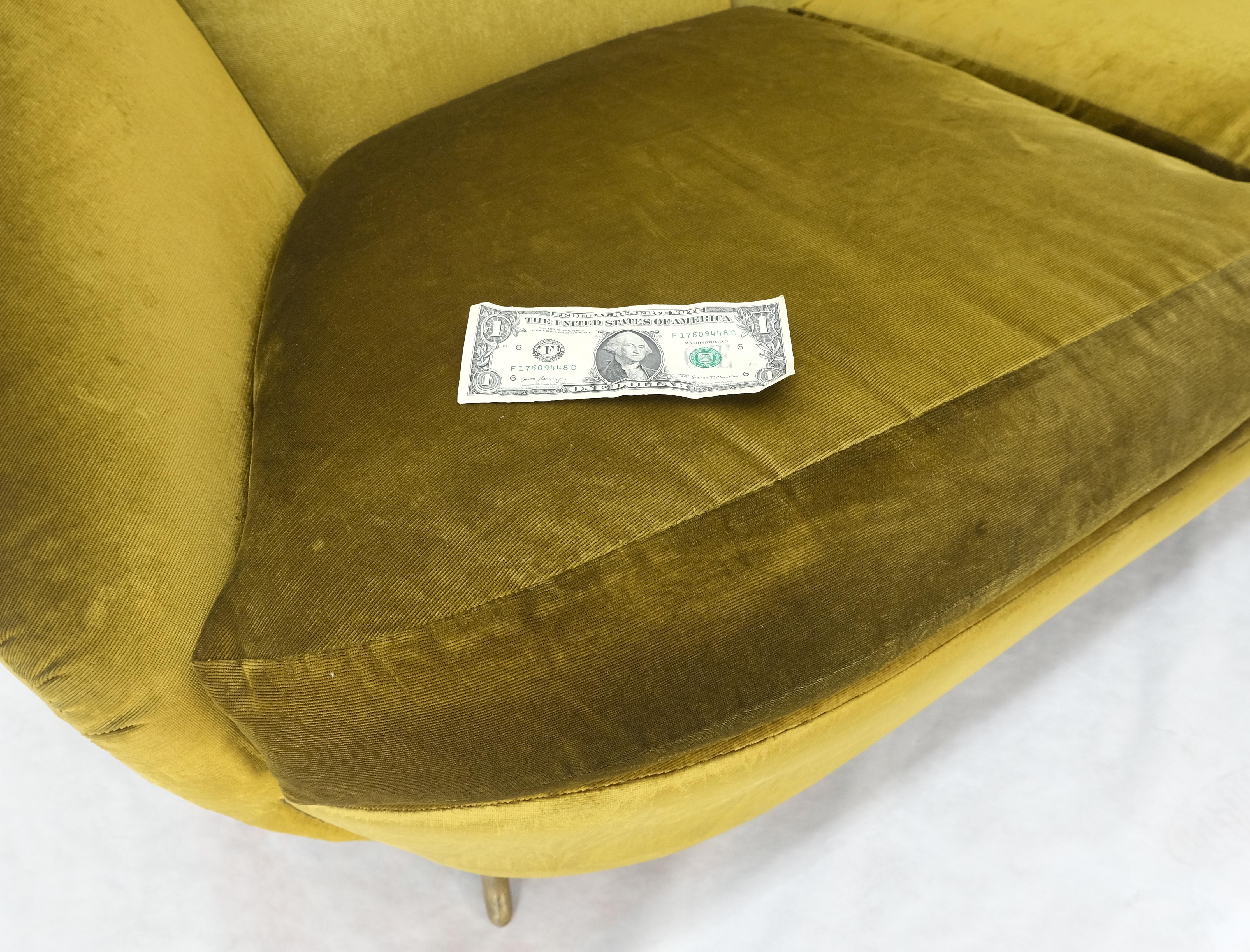 Italian MId Century Modern Gold Velvet Upholstery Cloud Shape Sofa Cast Brass  For Sale 12