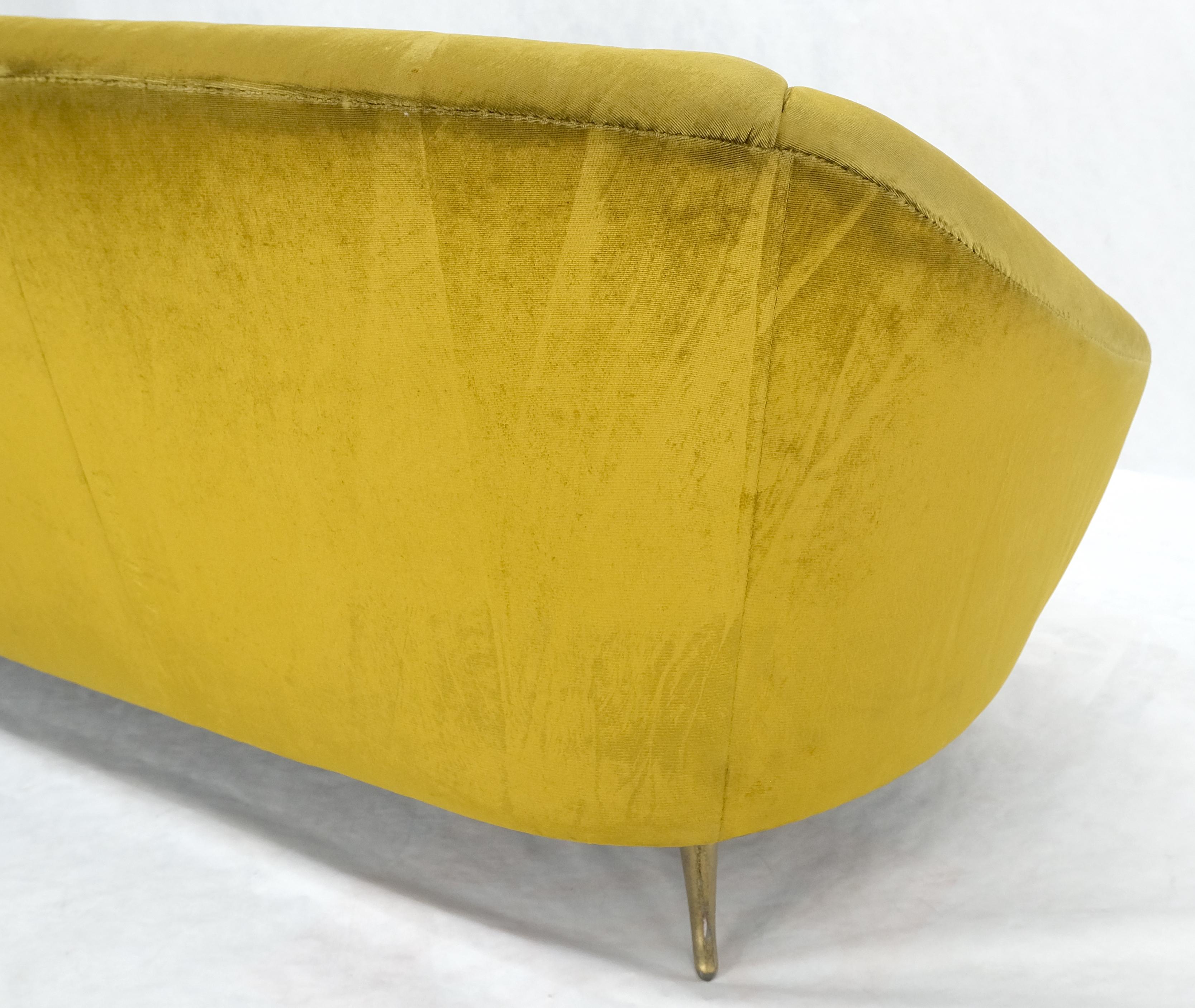 Italian MId Century Modern Gold Velvet Upholstery Cloud Shape Sofa Cast Brass  For Sale 1