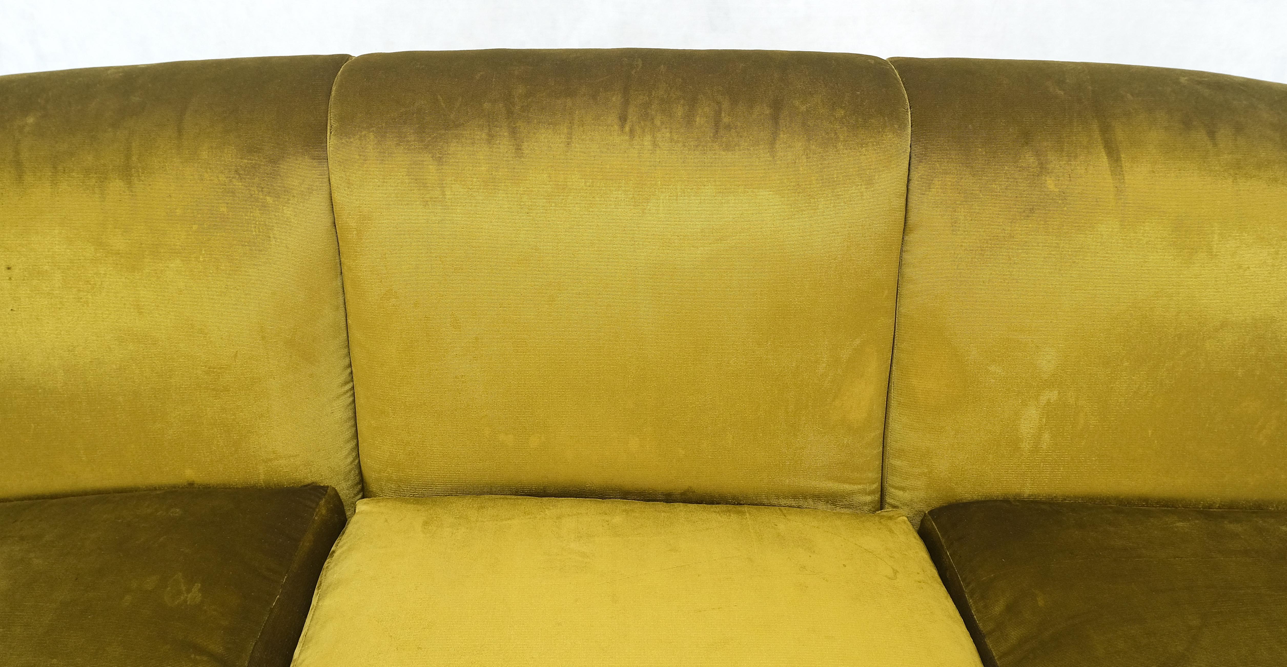 Italian MId Century Modern Gold Velvet Upholstery Cloud Shape Sofa Cast Brass  For Sale 3