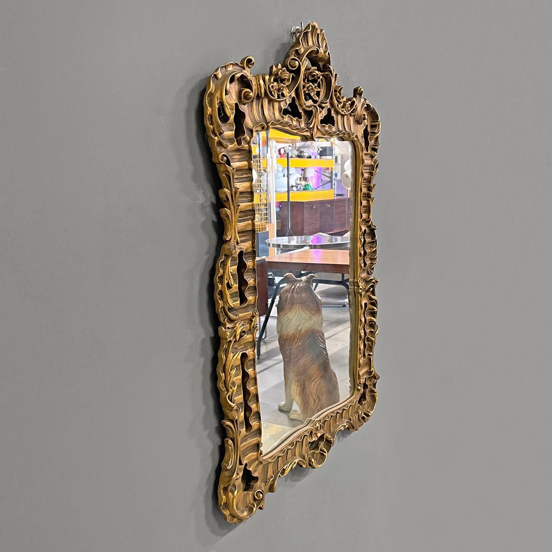 Mid-20th Century Italian mid-century modern golden decorated wall mirror, 1960s For Sale