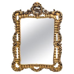 Italian mid-century modern golden decorated wall mirror, 1960s