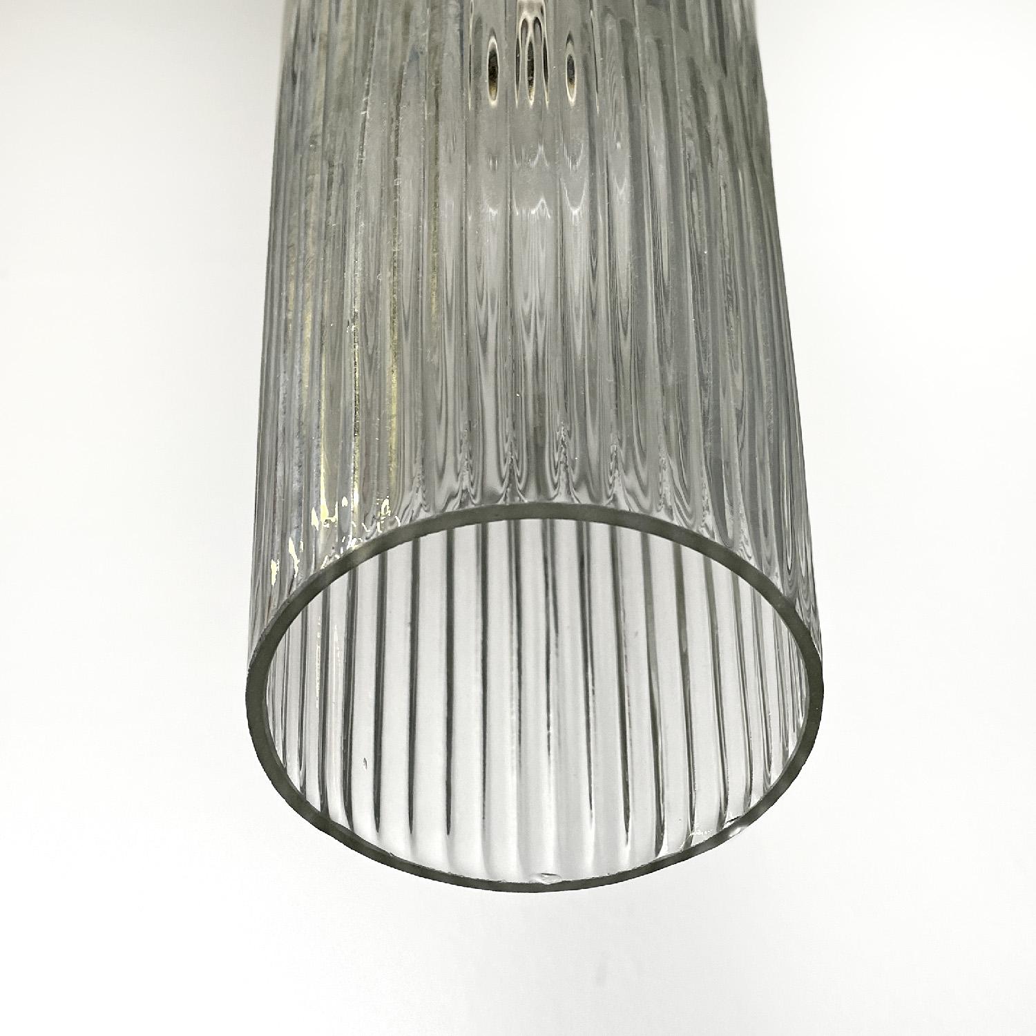 Italian mid-century modern golden plastic and fluted glass chandelier, 1950s For Sale 5
