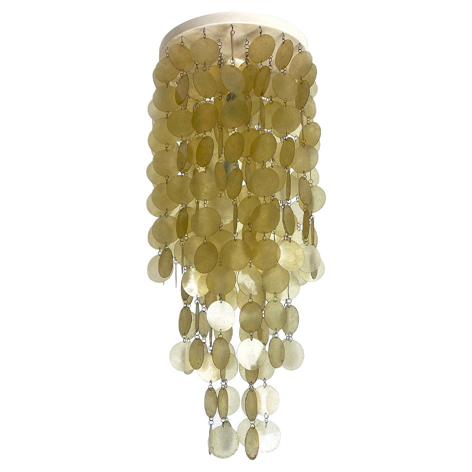 Italian Mid-Century Modern Golden Plastic Cascade Chandelier, 1970s