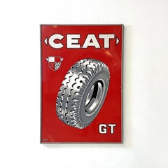 Italian mid-century red modern graphic Ceat advertising sign, 1950s