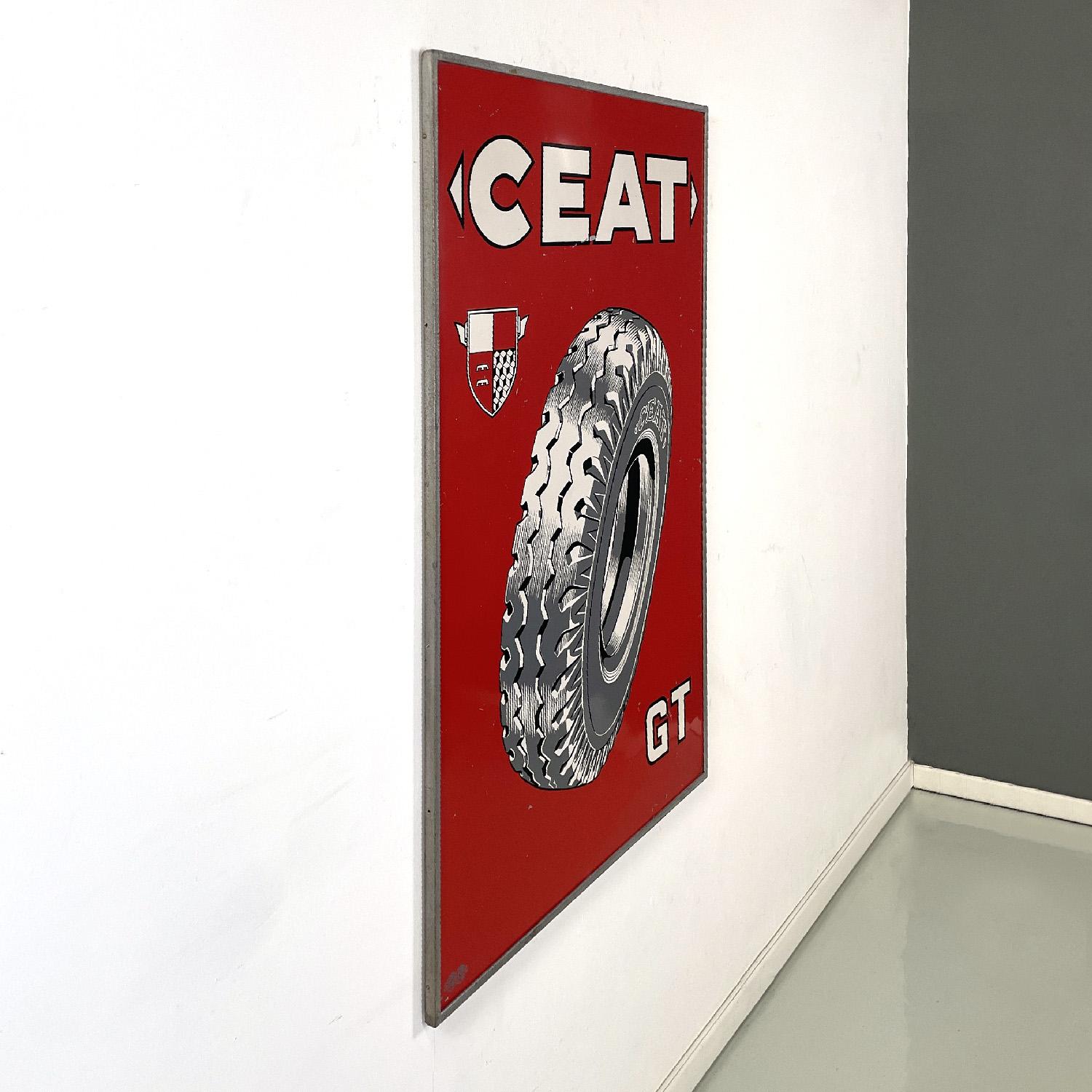 Mid-20th Century Italian mid-century modern graphic Ceat advertising sign, 1950s For Sale