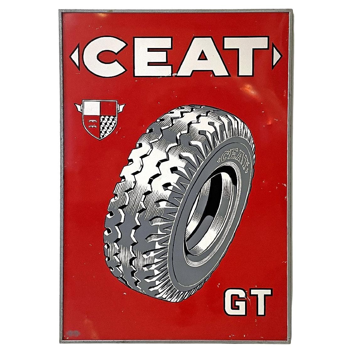 Italian mid-century modern graphic Ceat advertising sign, 1950s For Sale