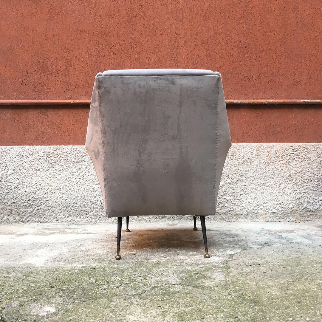 Italian Mid-Century Modern Gray Fabric and Metal Armchair with Armrests, 1960s 3