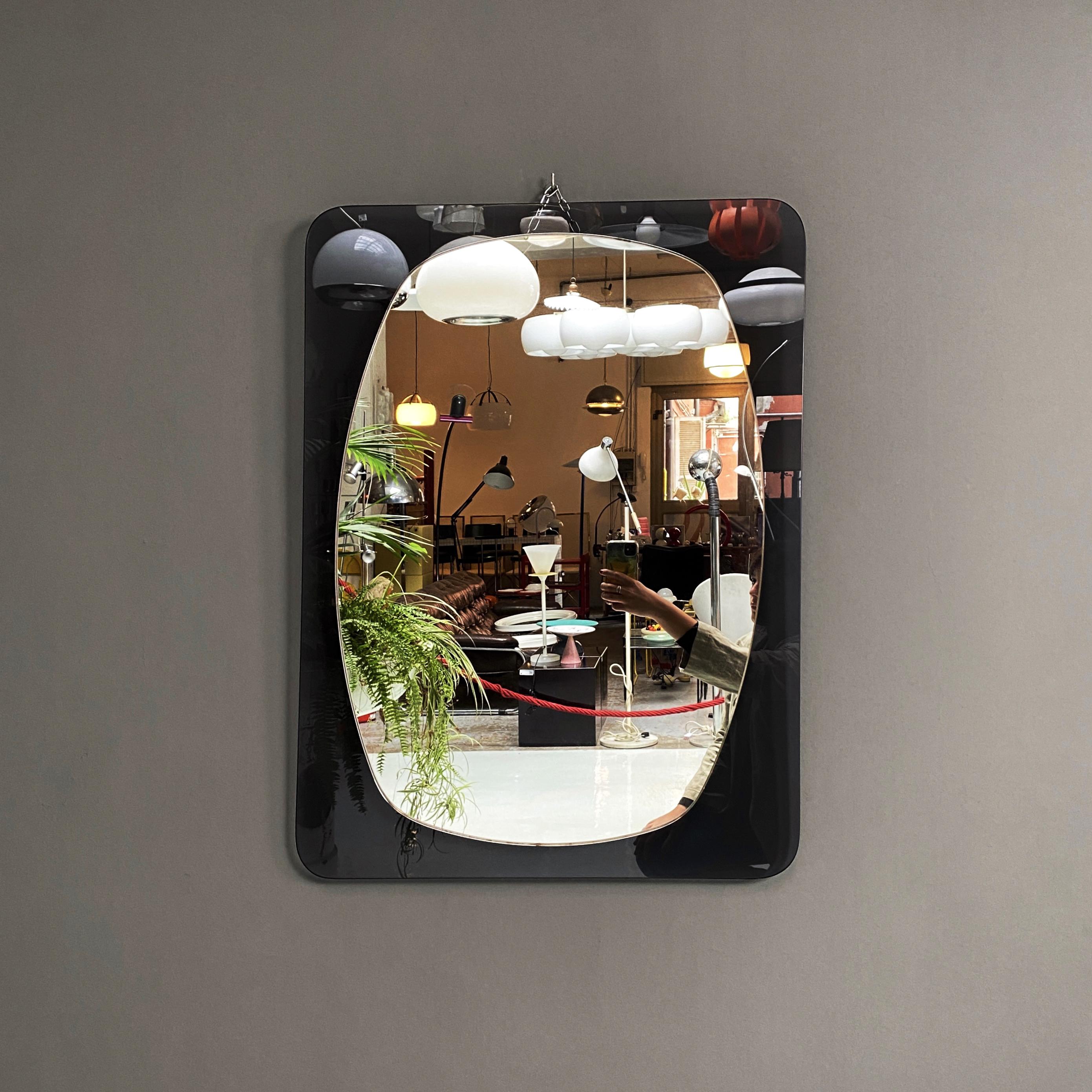 Italian Mid-Century Modern Gray Glass Mirror, 1970s In Good Condition For Sale In MIlano, IT