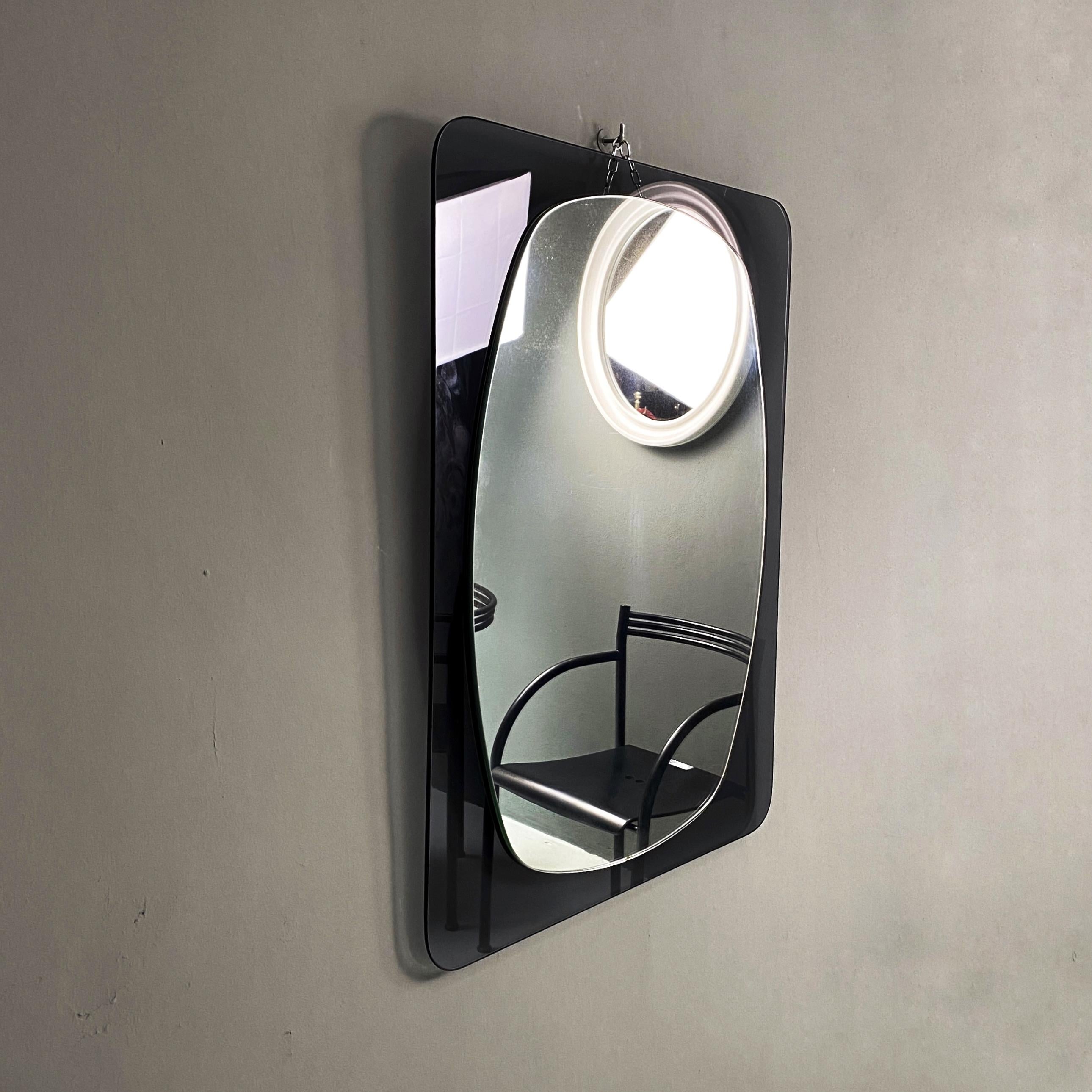 Italian Mid-Century Modern Gray Glass Mirror, 1970s For Sale 2