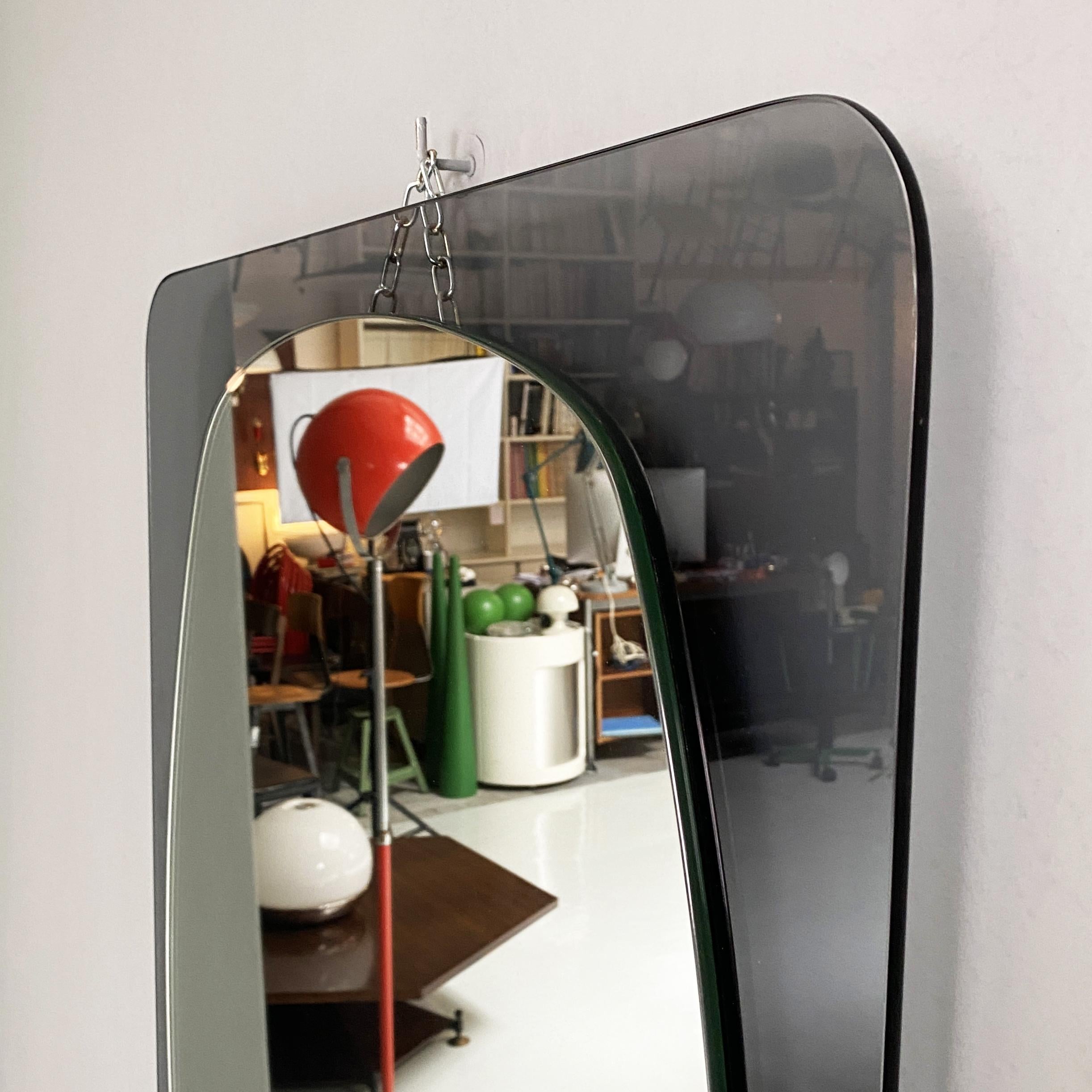 Italian Mid-Century Modern Gray Glass Mirror, 1970s For Sale 3