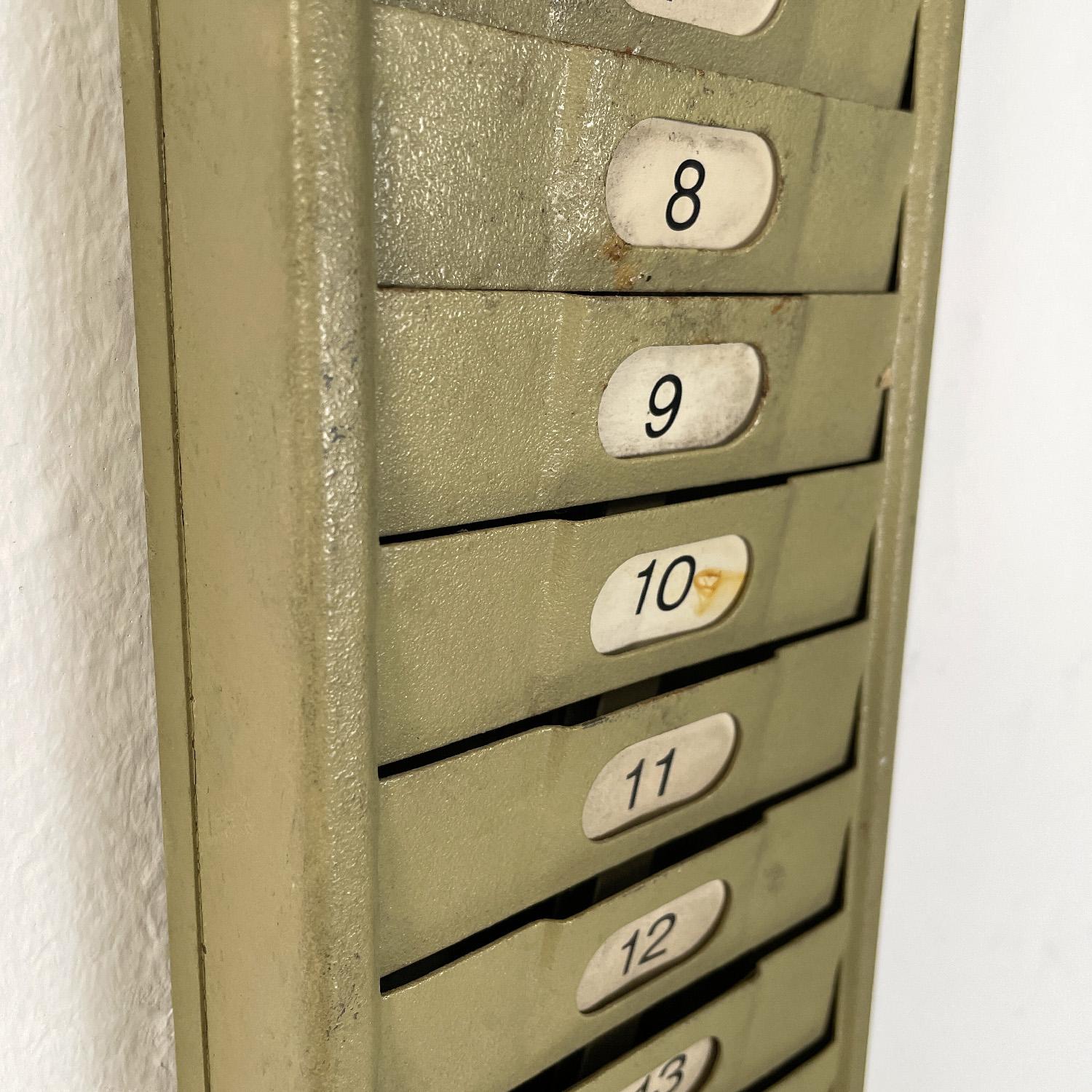 Italian mid-century modern gray metal wall filing cabinet card holder, 1960s 4