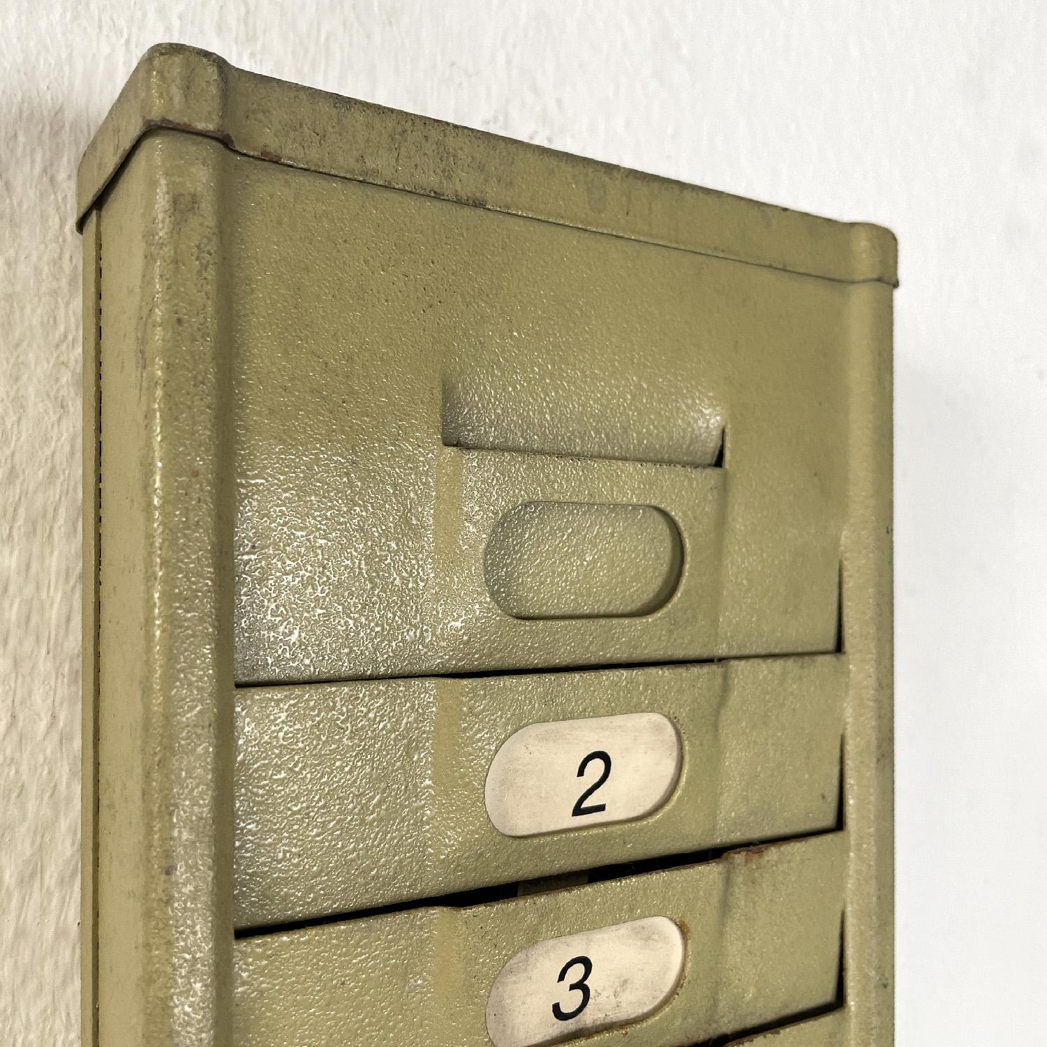 Italian mid-century modern gray metal wall filing cabinet card holder, 1960s 2