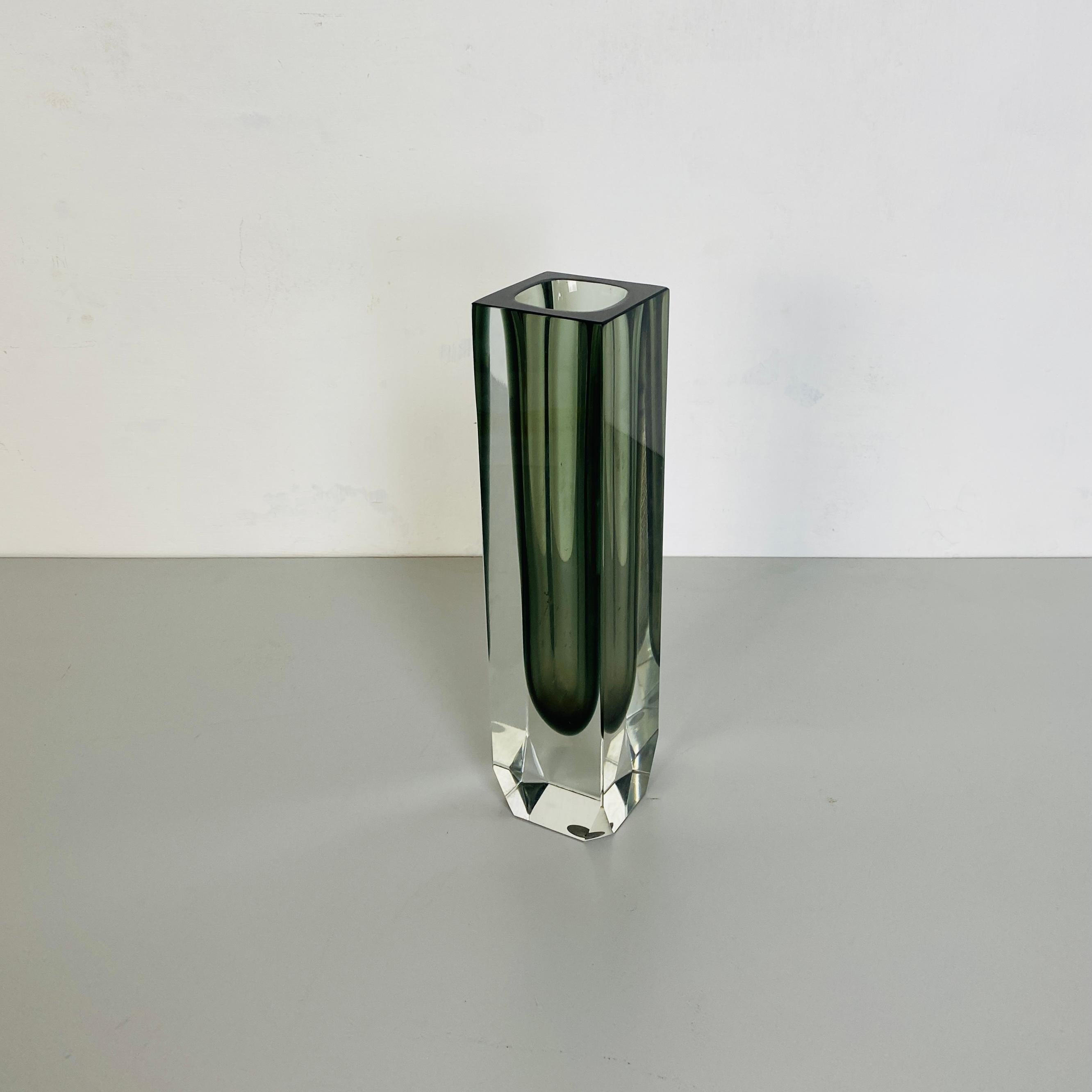 Mid-20th Century Italian Mid-Century Modern Grey Murano Glass Sommersi Series, 1960s For Sale