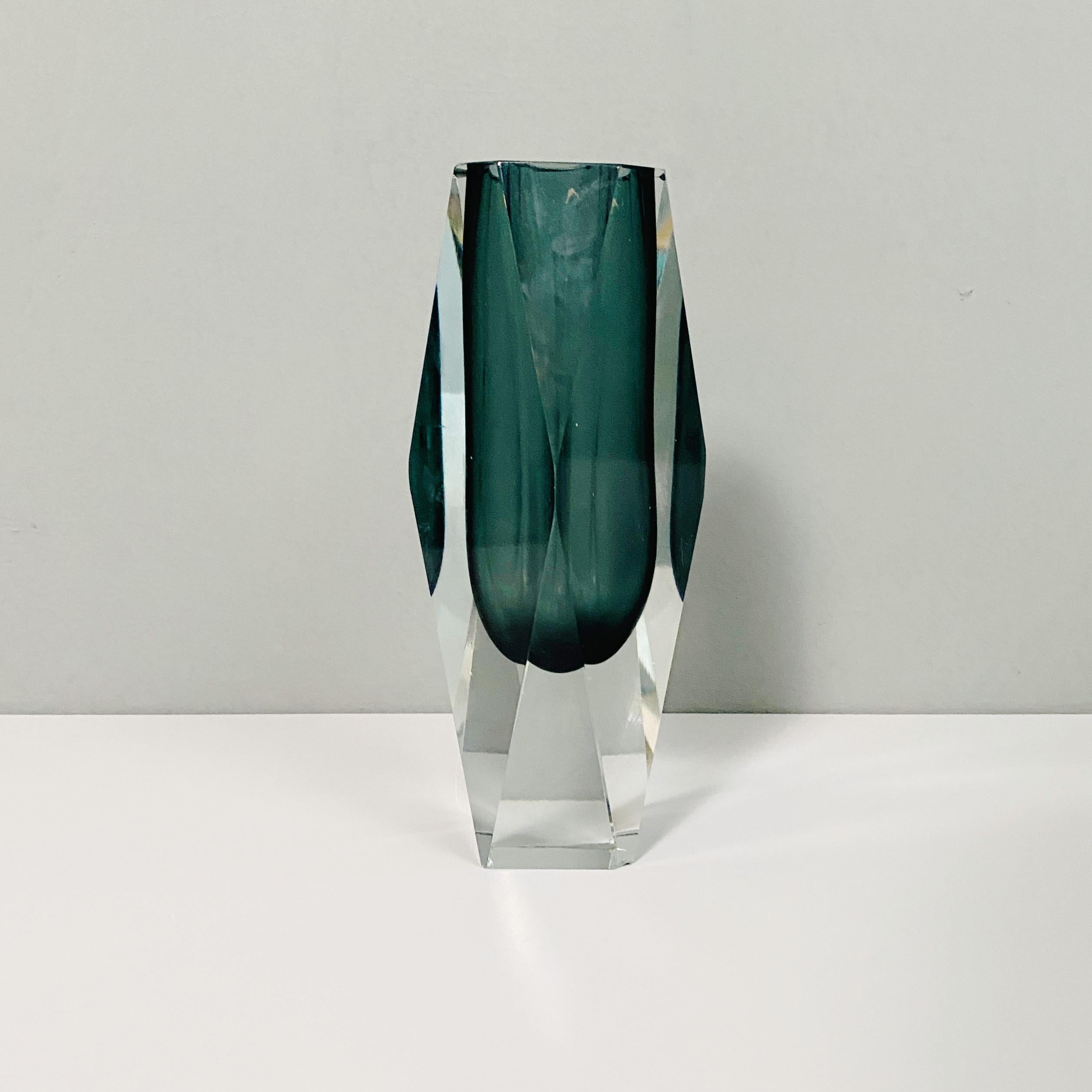 Italian Mid-Century Modern Gray Murano Glass Vase, 1970s For Sale